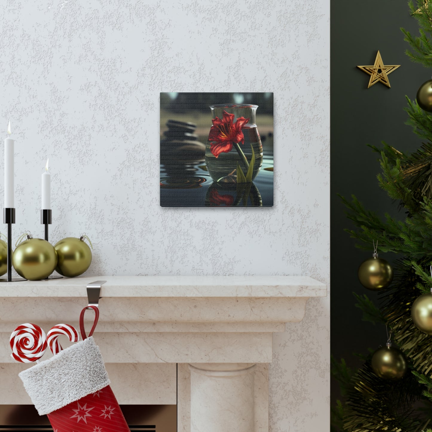 Canvas Gallery Wraps Red Lily in a Glass vase 4