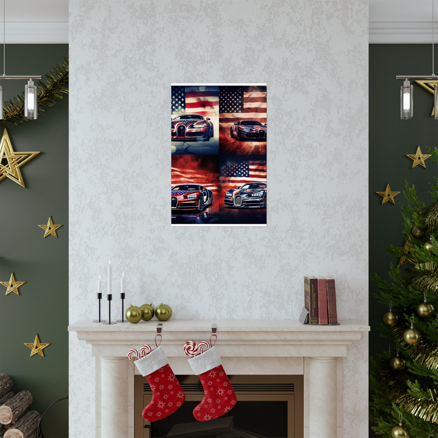 Premium Matte Vertical Posters Abstract American Flag Background Bugatti 5