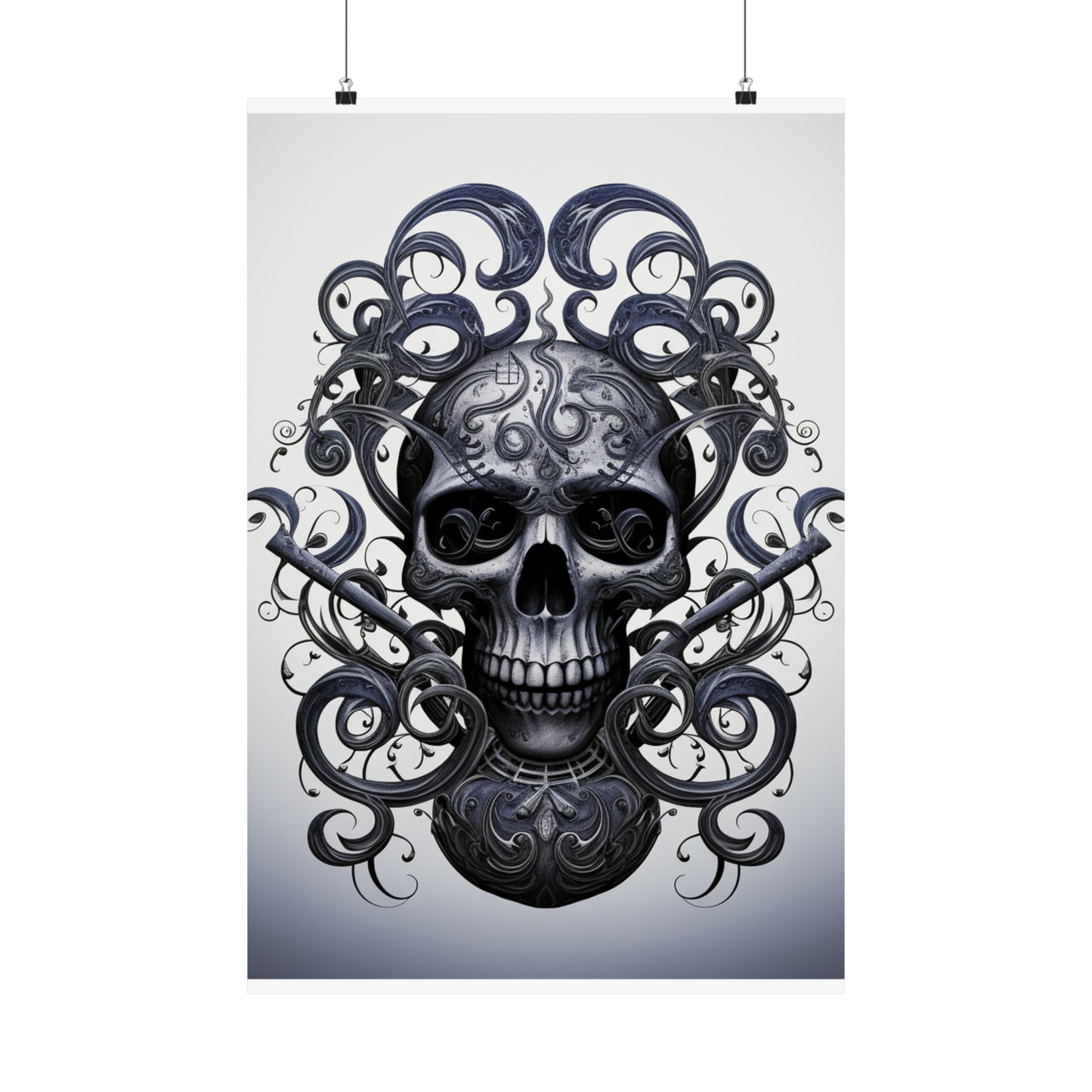 Premium Matte Vertical Posters Skull Treble Clef 1