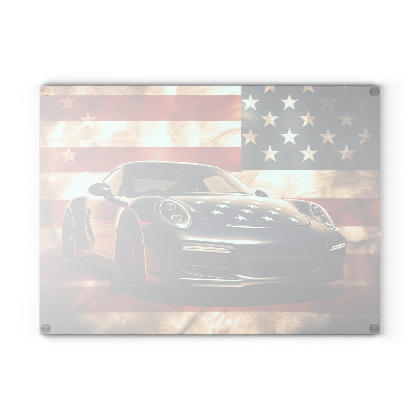 Glass Cutting Board Abstract American Flag Background Porsche 3