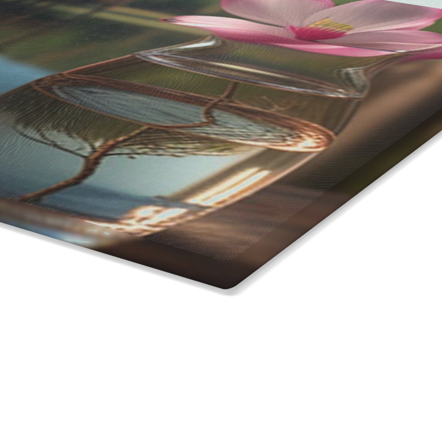 Glass Cutting Board Magnolia in a Glass vase 1