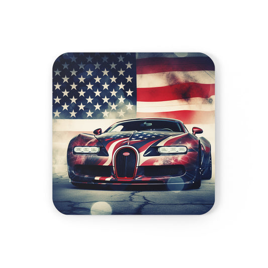 Corkwood Coaster Set Abstract American Flag Background Bugatti 1