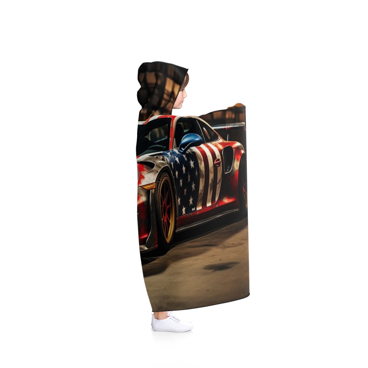 Hooded Blanket American Flag Porsche 4