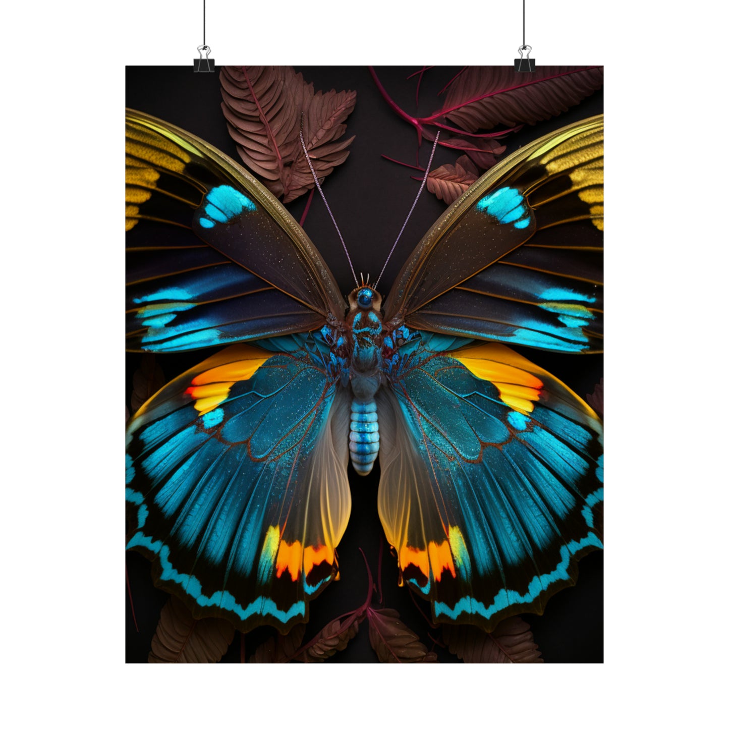 Premium Matte Vertical Posters Neon Butterfly Flair 1