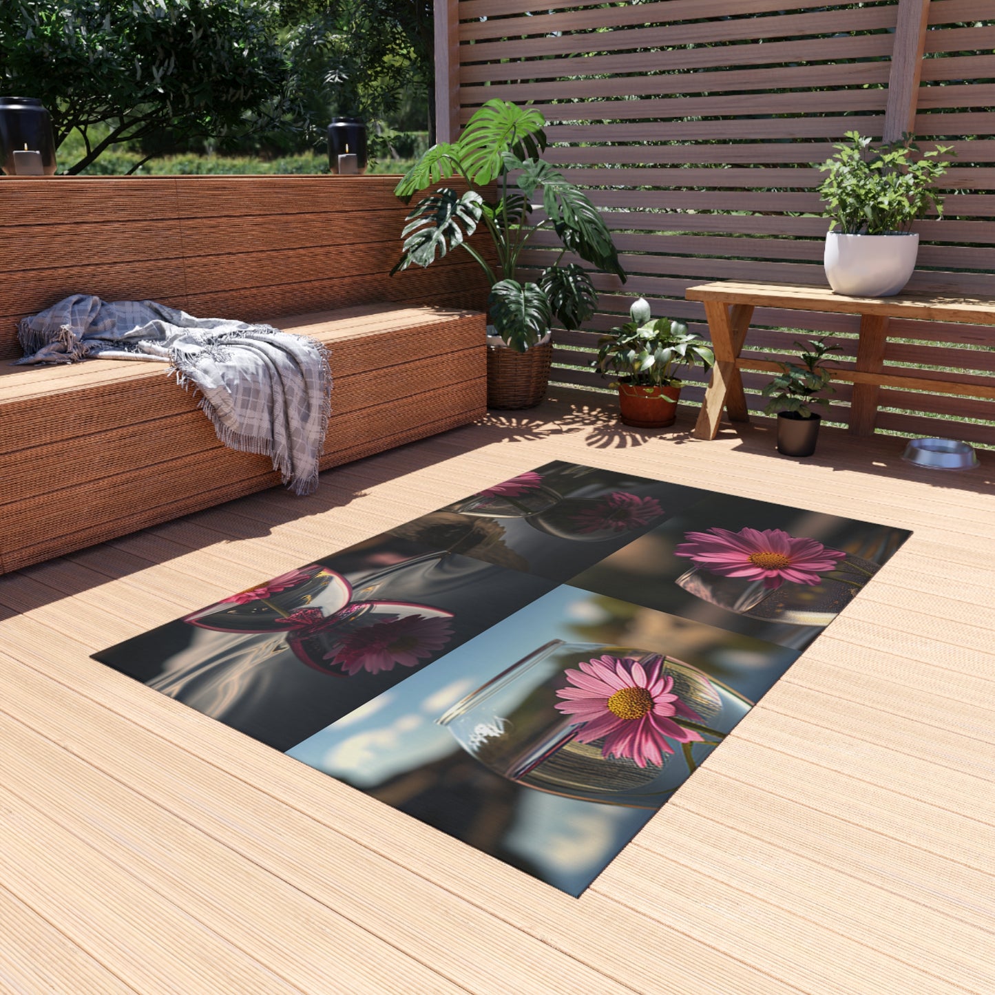 Outdoor Rug  Pink Daisy 5