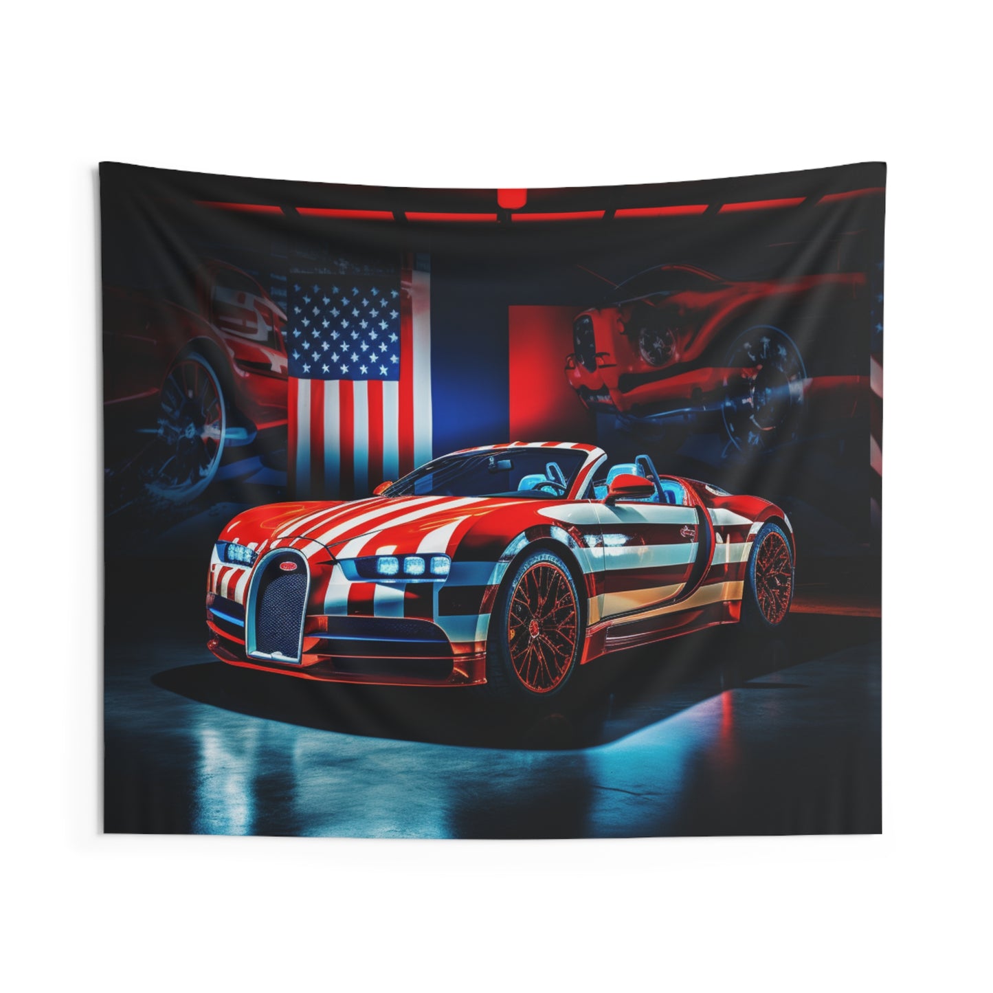 Indoor Wall Tapestries Macro Bugatti American Flag 2