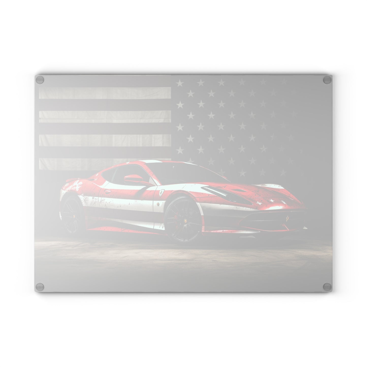 Glass Cutting Board American Flag Background Ferrari 1