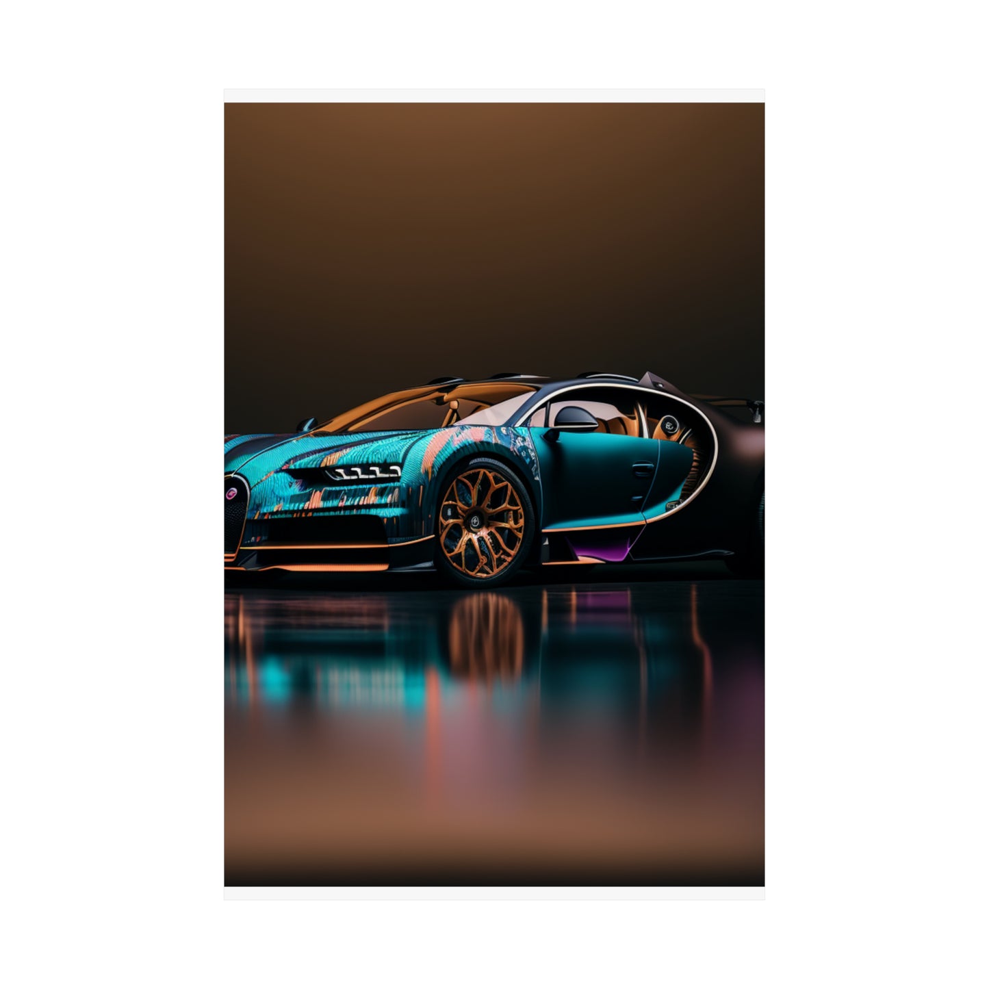 Premium Matte Vertical Posters Bugatti Blue 2