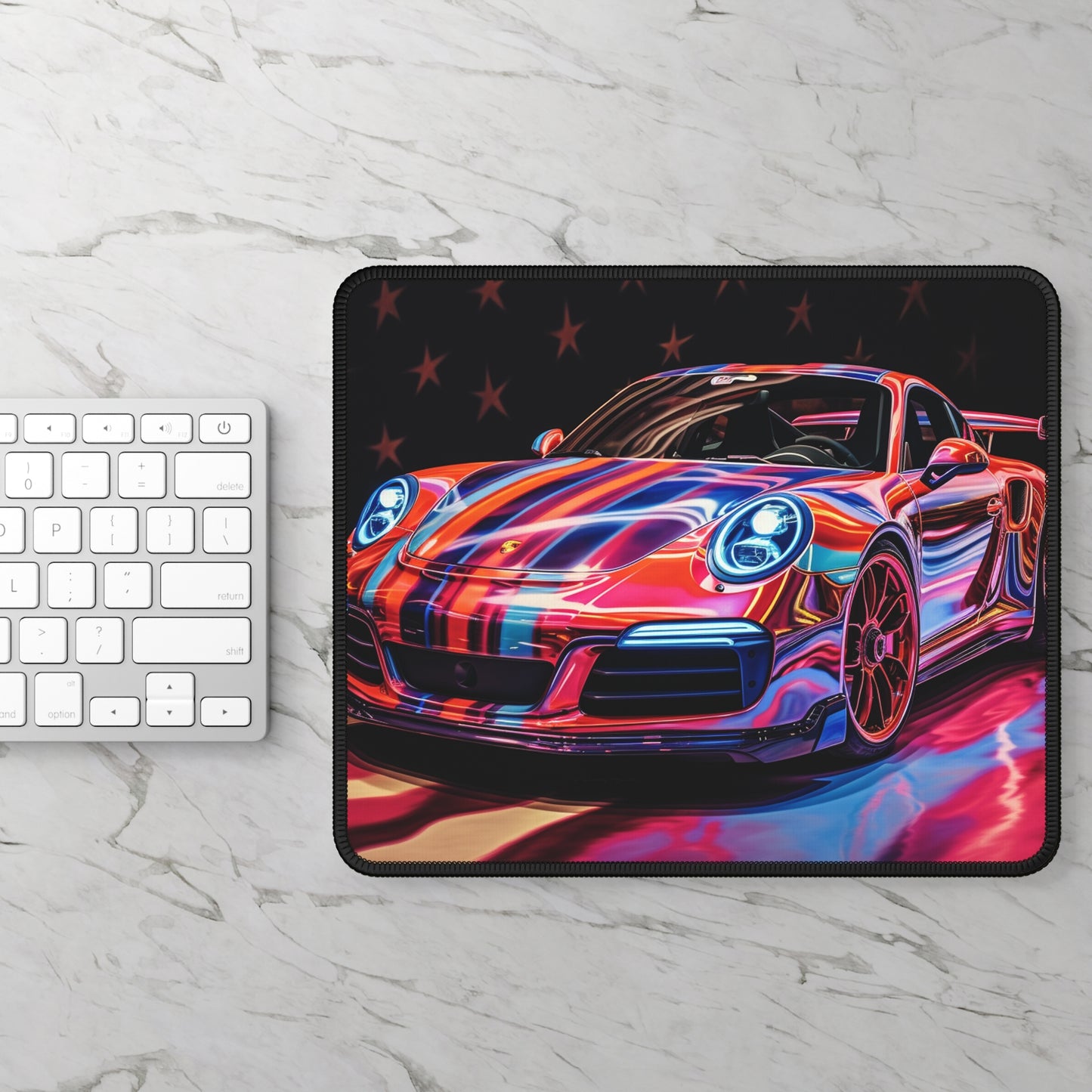 Gaming Mouse Pad  Macro American Flag Porsche 4