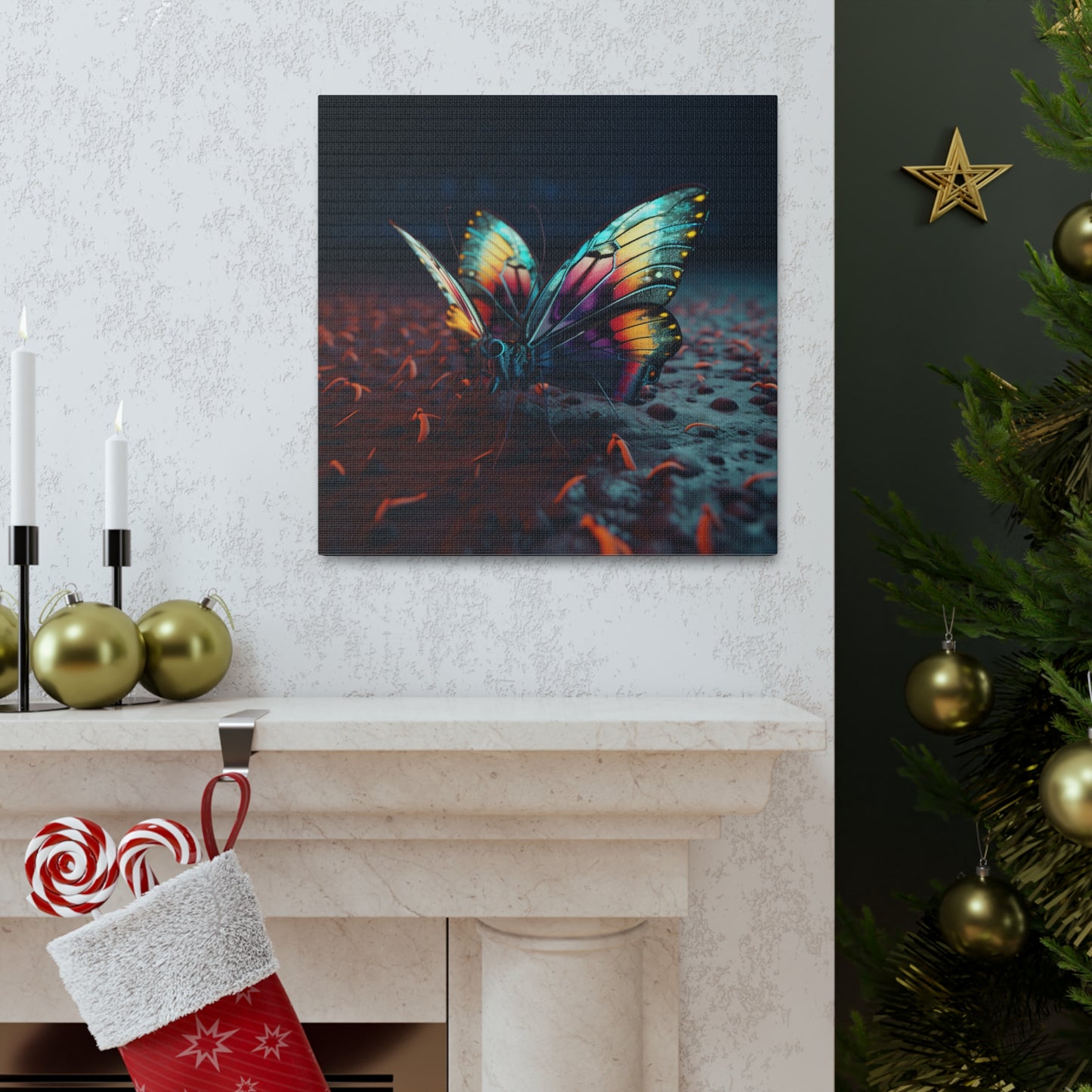 Canvas Gallery Wraps Hyper Colorful Butterfly Macro 1