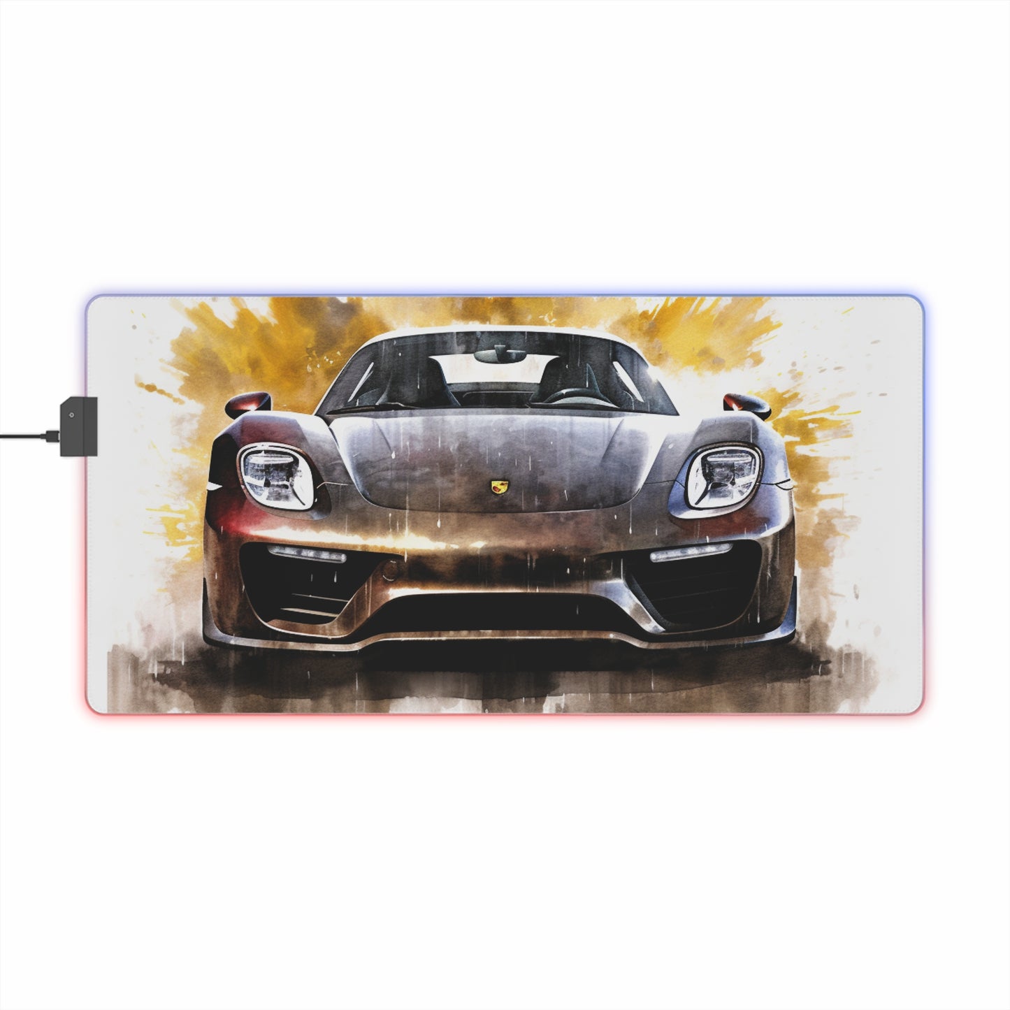 LED Gaming Mouse Pad 918 Spyder white background driving fast with water splashing 1
