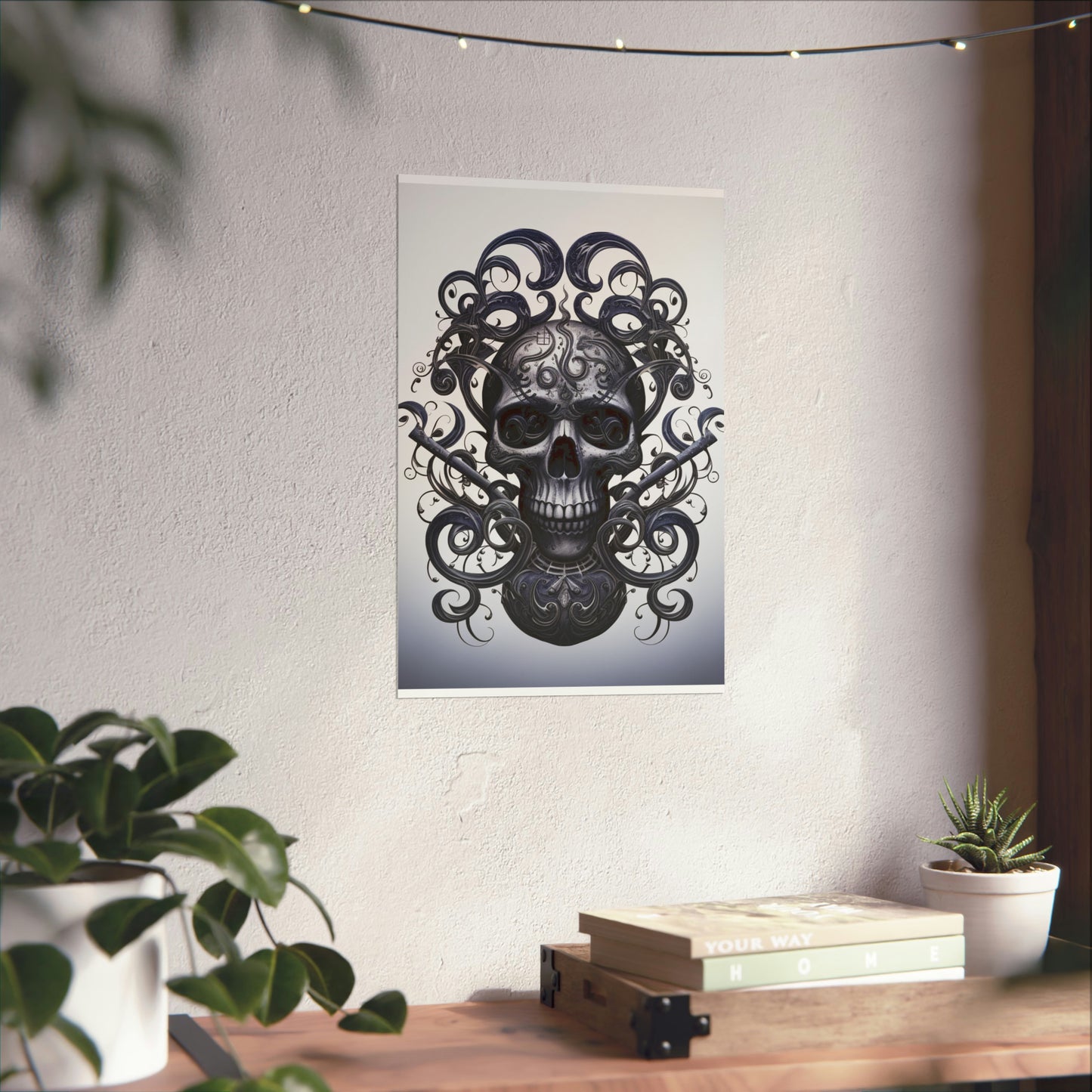 Premium Matte Vertical Posters Skull Treble Clef 1