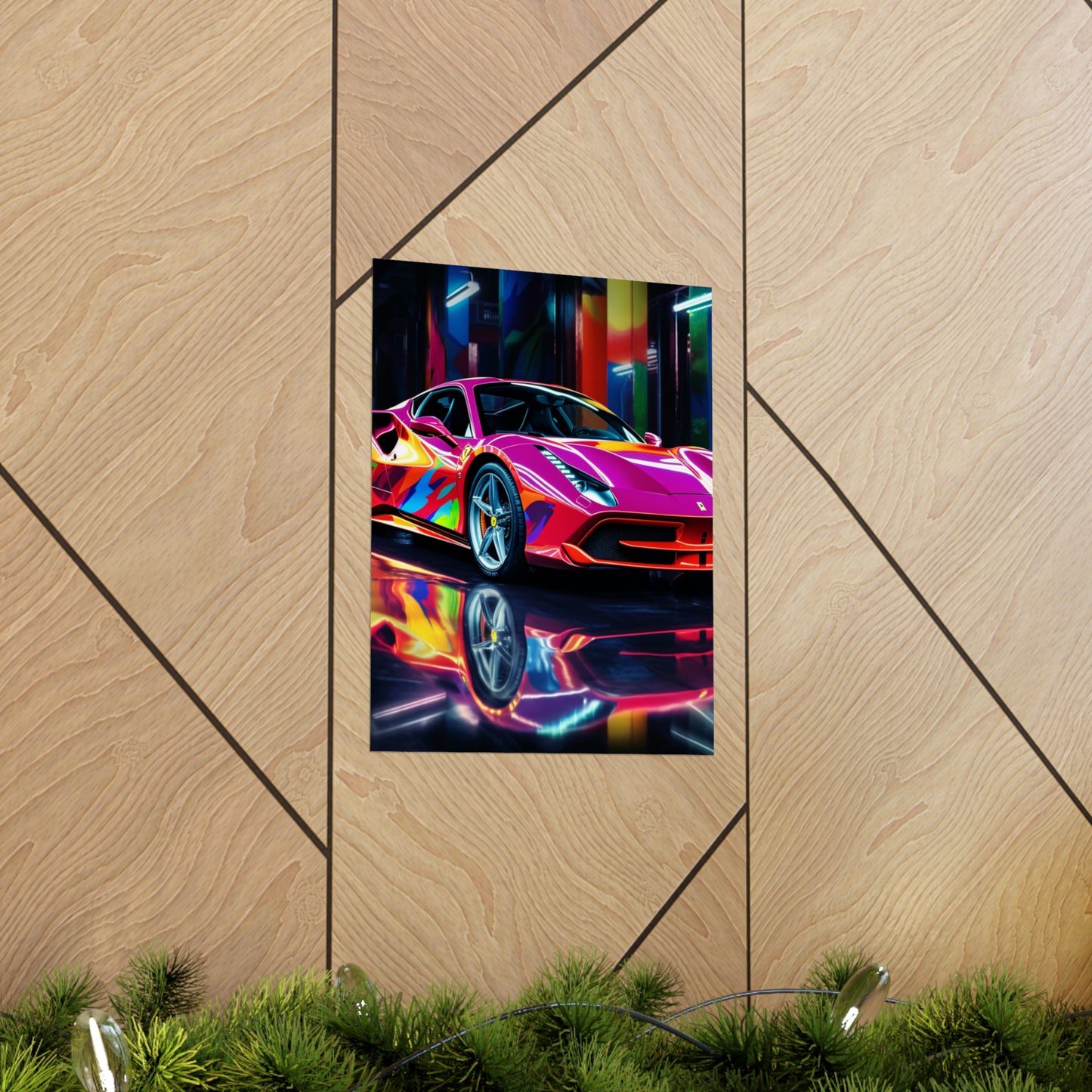 Premium Matte Vertical Posters Pink Macro Ferrari 1