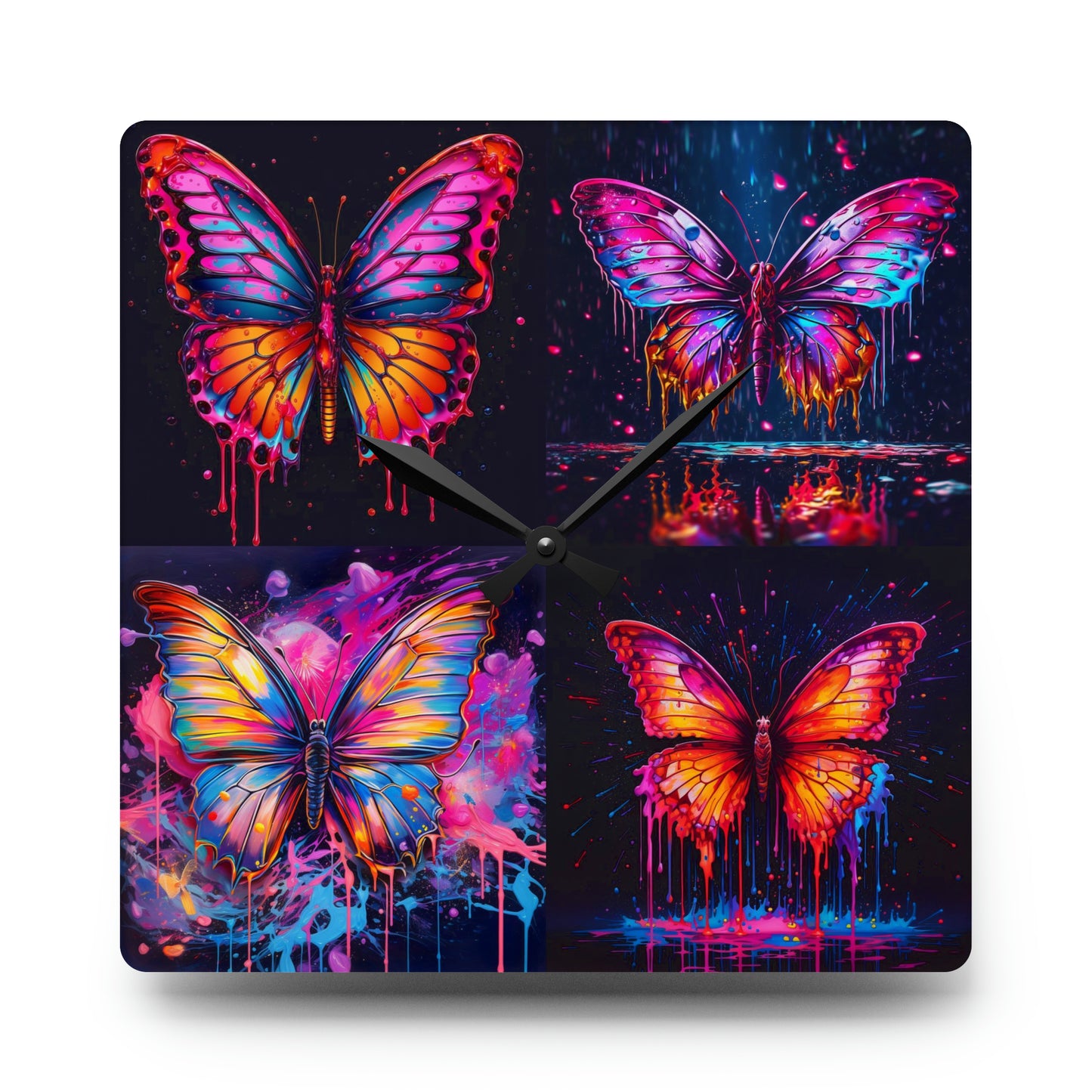 Acrylic Wall Clock Pink Butterfly Flair 5