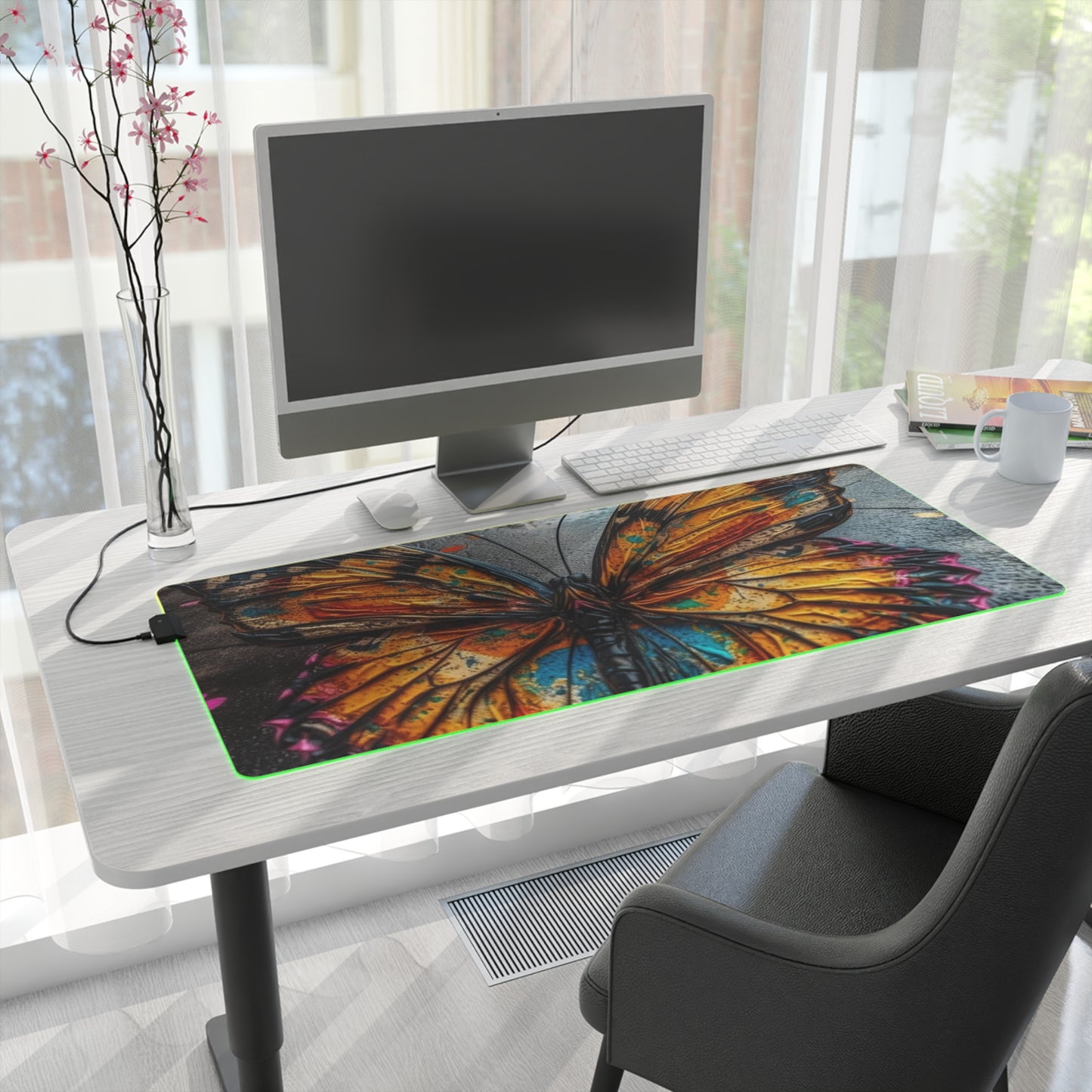 LED Gaming Mouse Pad Liquid Street Butterfly 1