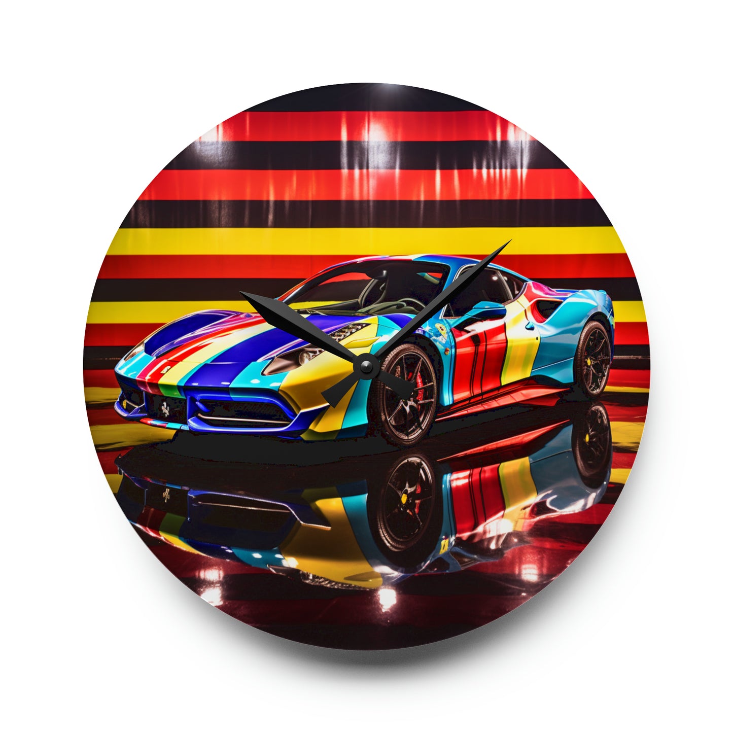 Acrylic Wall Clock Hyper Colorfull Ferrari 2