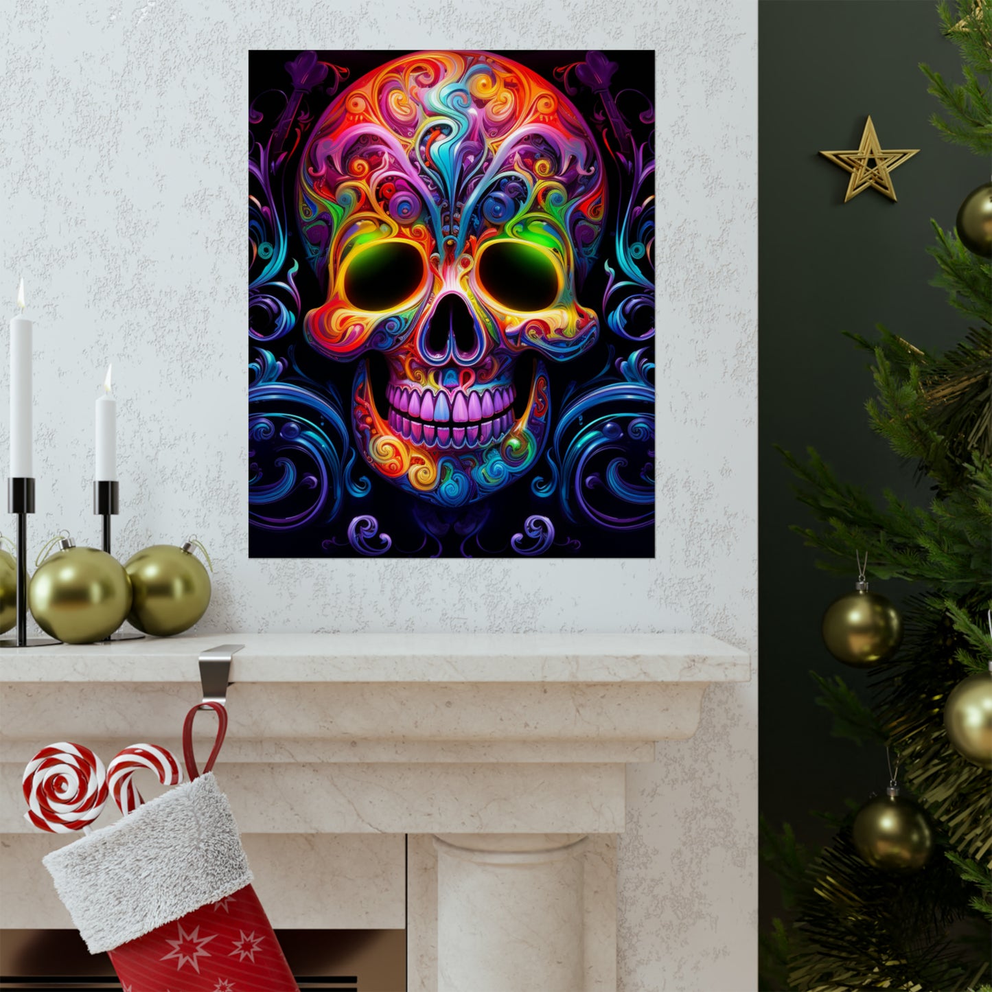 Premium Matte Vertical Posters Macro Skull Color 2