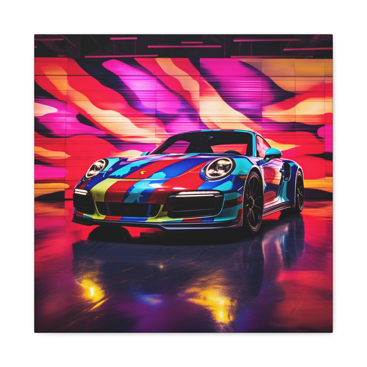 Canvas Gallery Wraps Macro American Flag Porsche 1