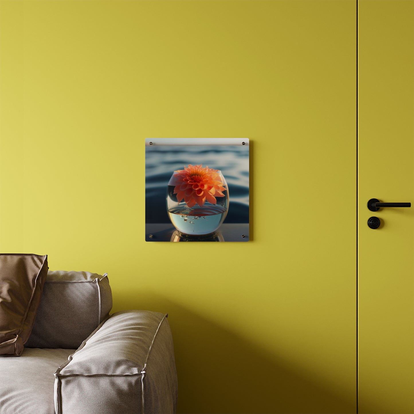 Acrylic Wall Art Panels Dahlia Orange 2