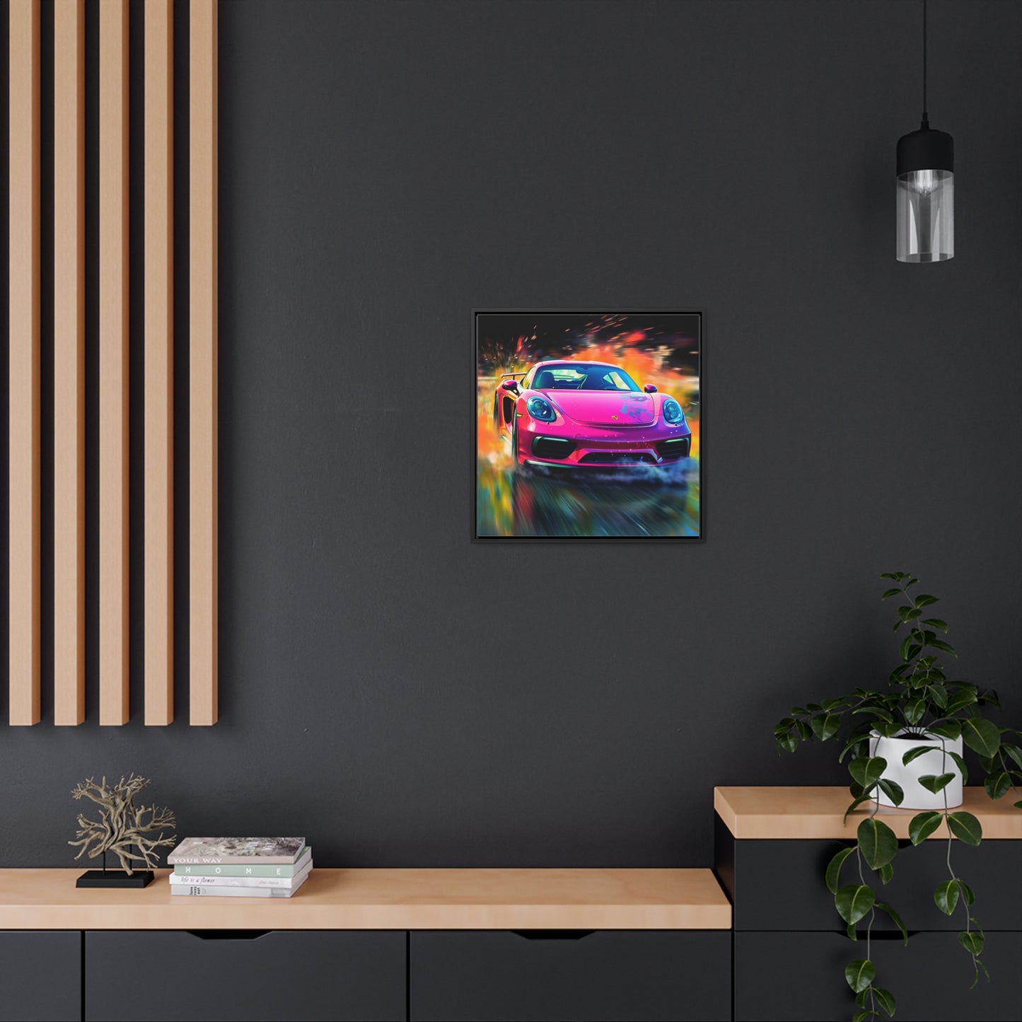 Gallery Canvas Wraps, Square Frame Pink Porsche water fusion 4