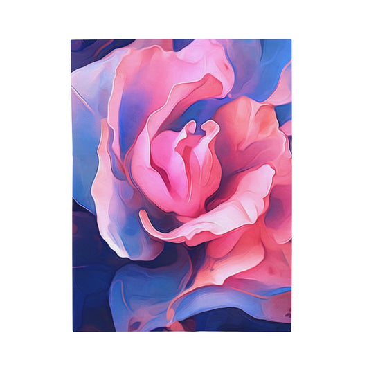Velveteen Plush Blanket Pink & Blue Tulip Rose 1