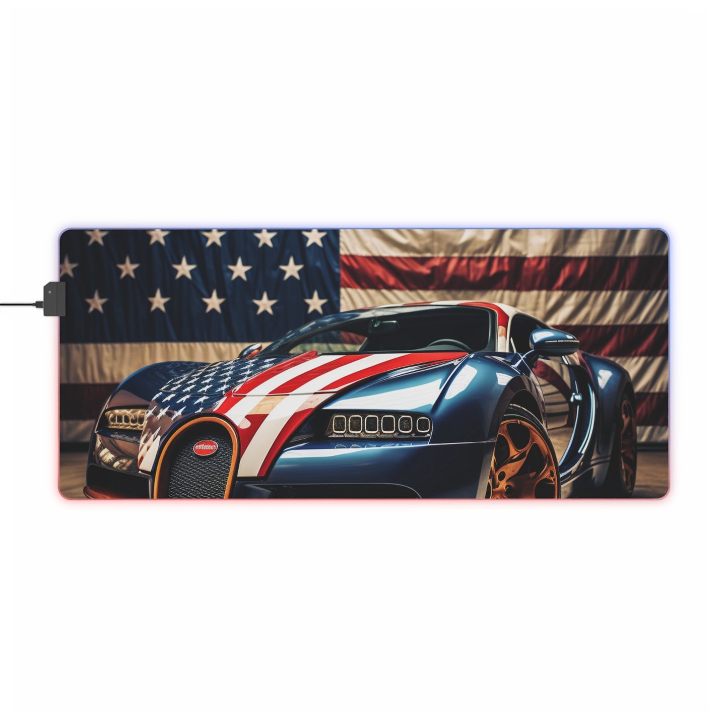 LED Gaming Mouse Pad Bugatti Flag American 4