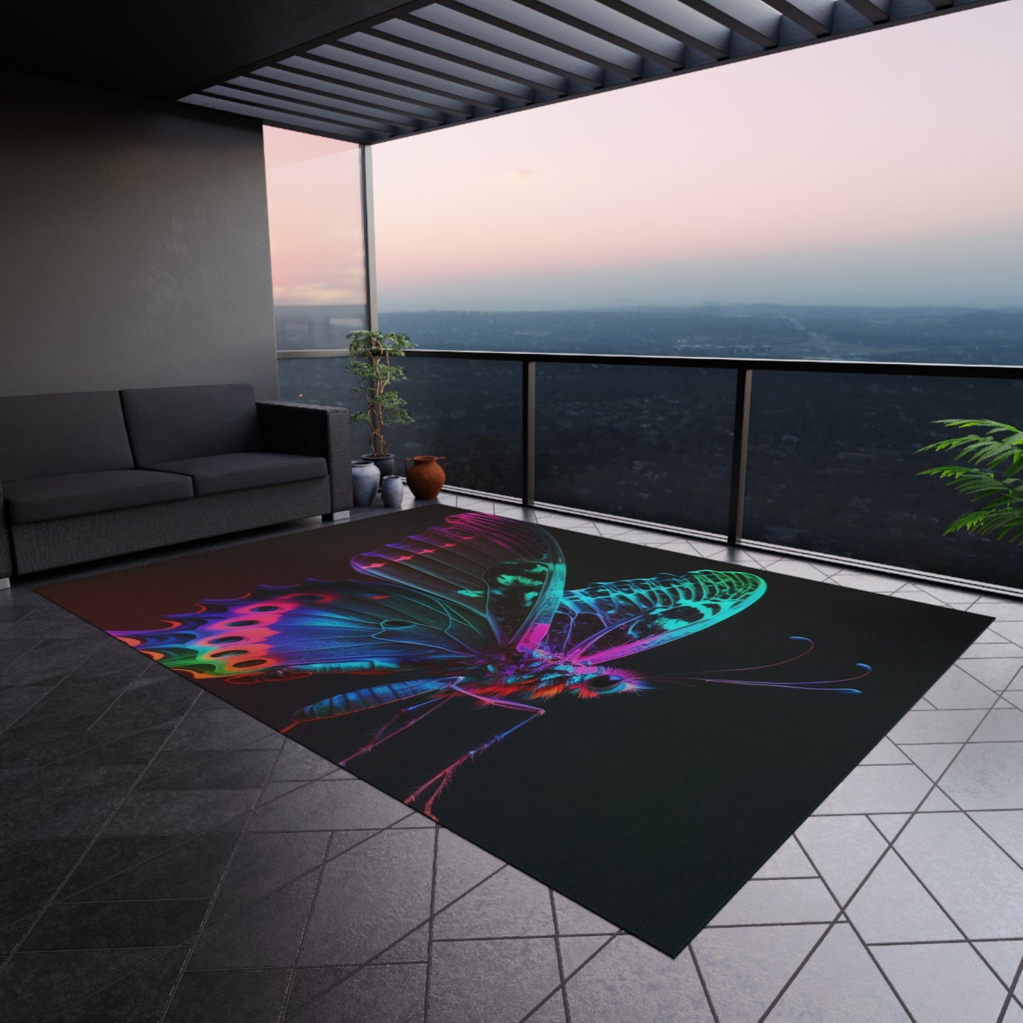 Outdoor Rug  Raw Hyper Color Butterfly 1