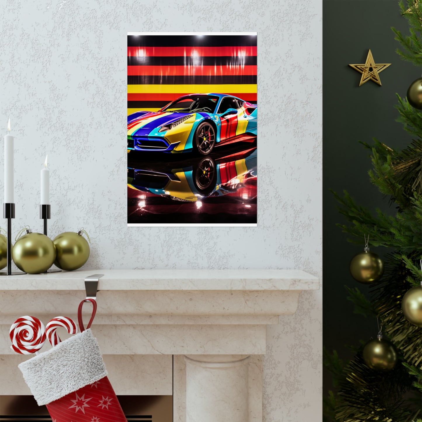 Premium Matte Vertical Posters Hyper Colorfull Ferrari 2