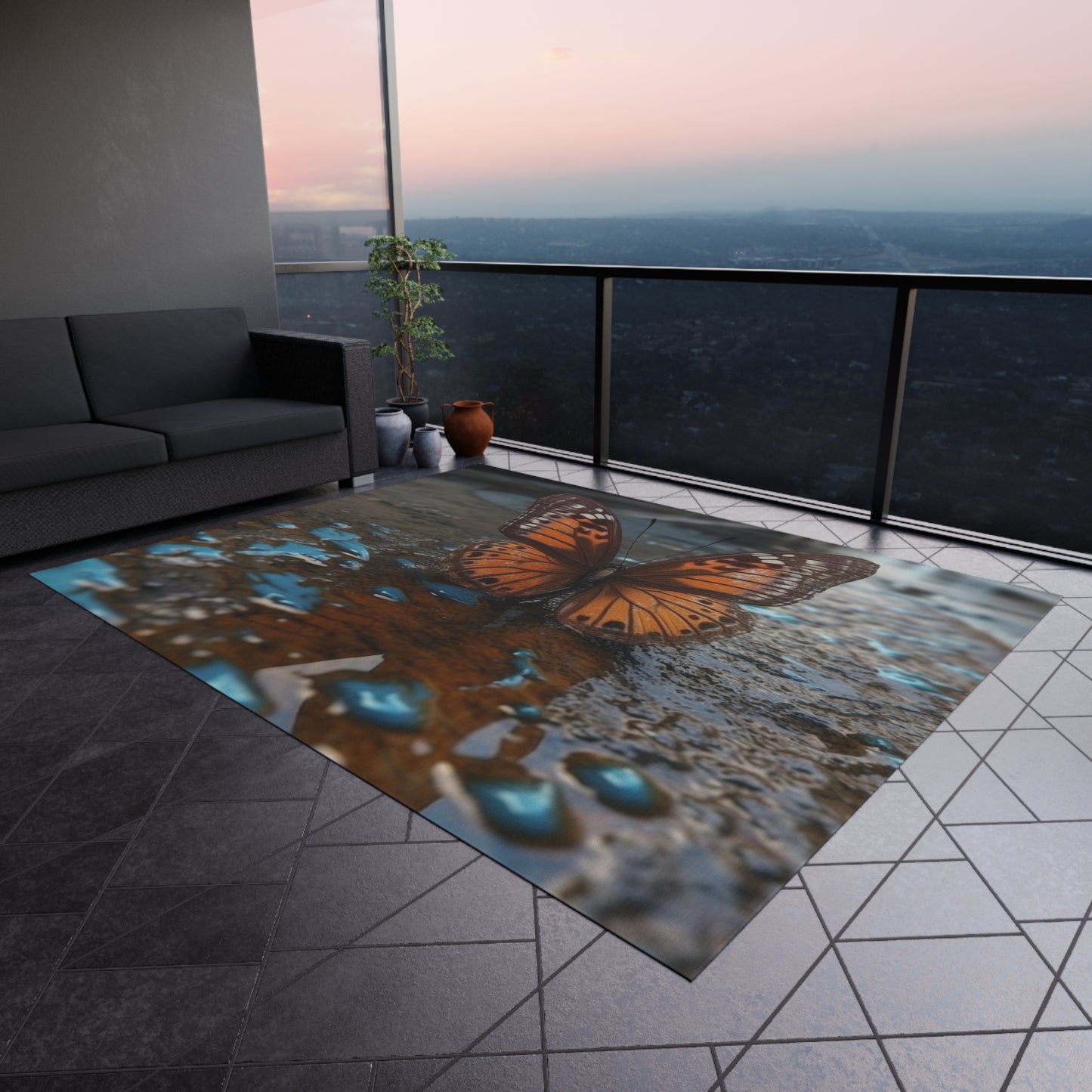 Outdoor Rug  Water Butterfly Street 2