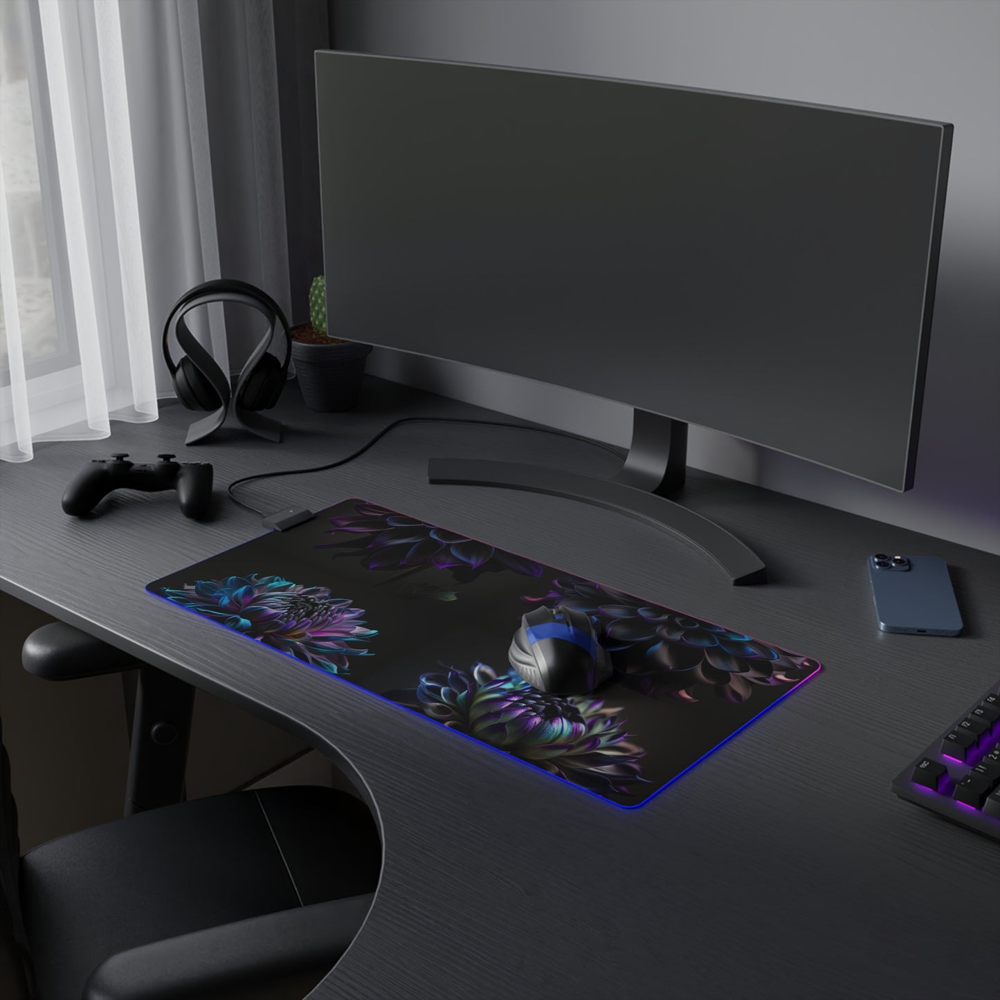 LED Gaming Mouse Pad Dahlia Purple 5