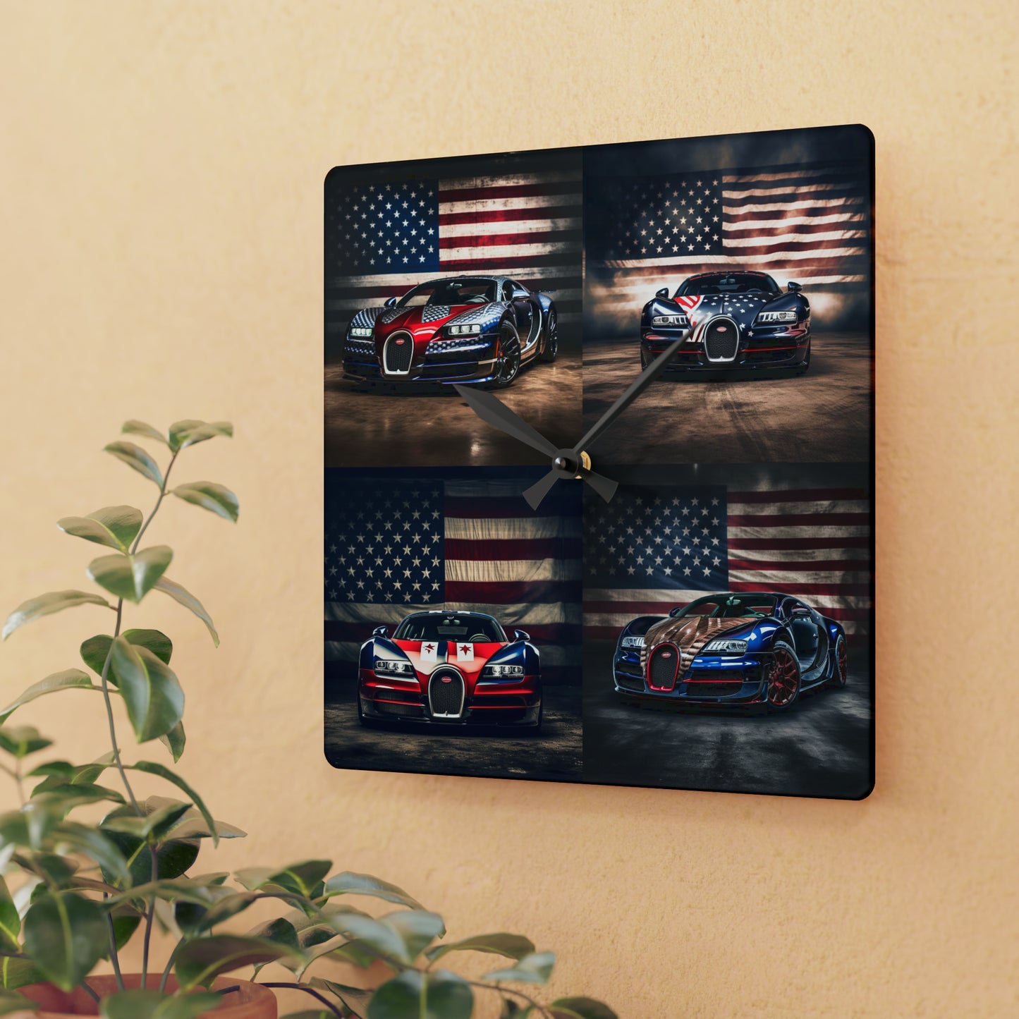 Acrylic Wall Clock Bugatti American Flag 5