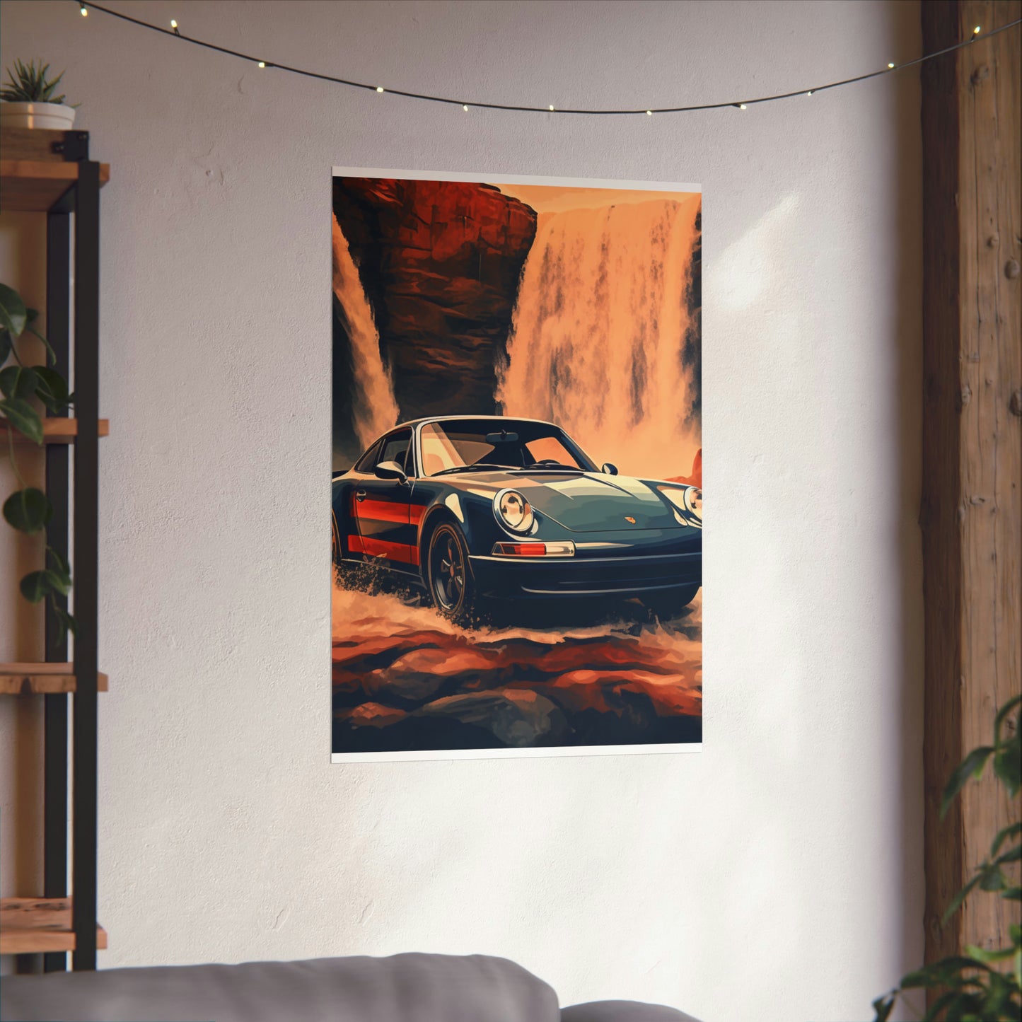 Premium Matte Vertical Posters American Flag Porsche Abstract 3