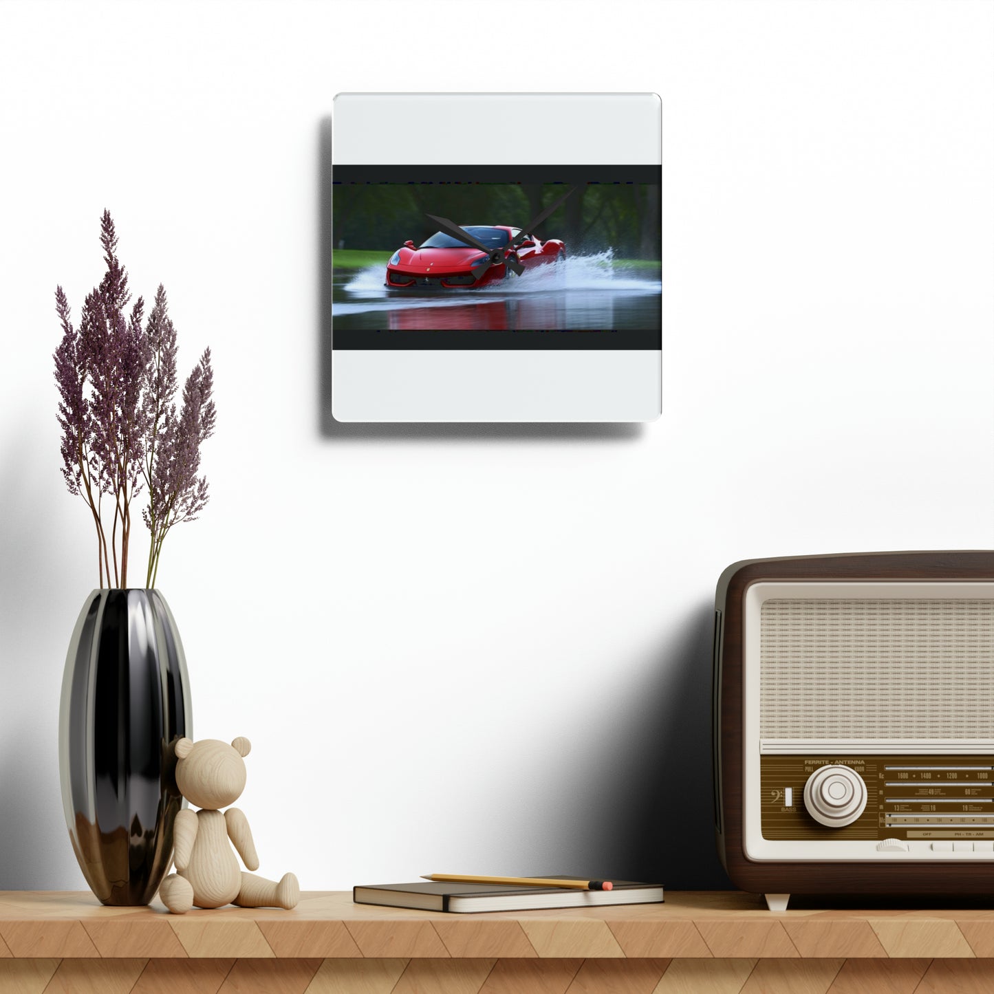 Acrylic Wall Clock Water Ferrari Splash 2