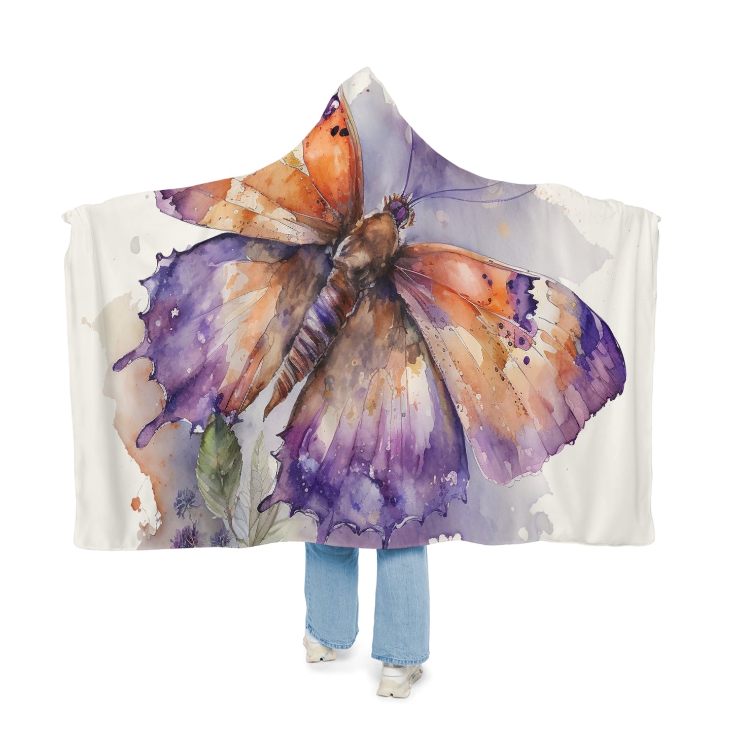 Snuggle Hooded Blanket MerlinRose Watercolor Butterfly 1