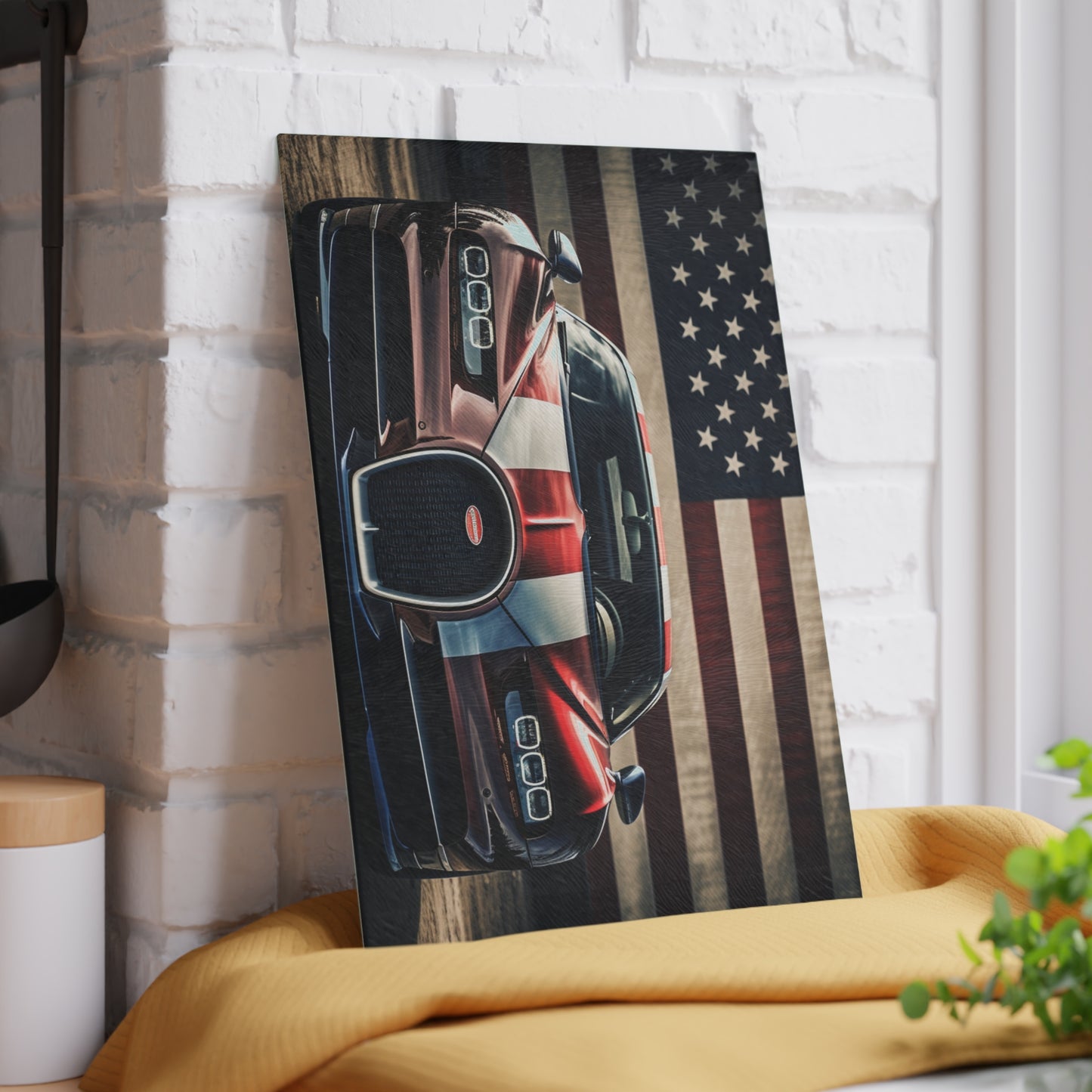 Glass Cutting Board Bugatti Flag 1