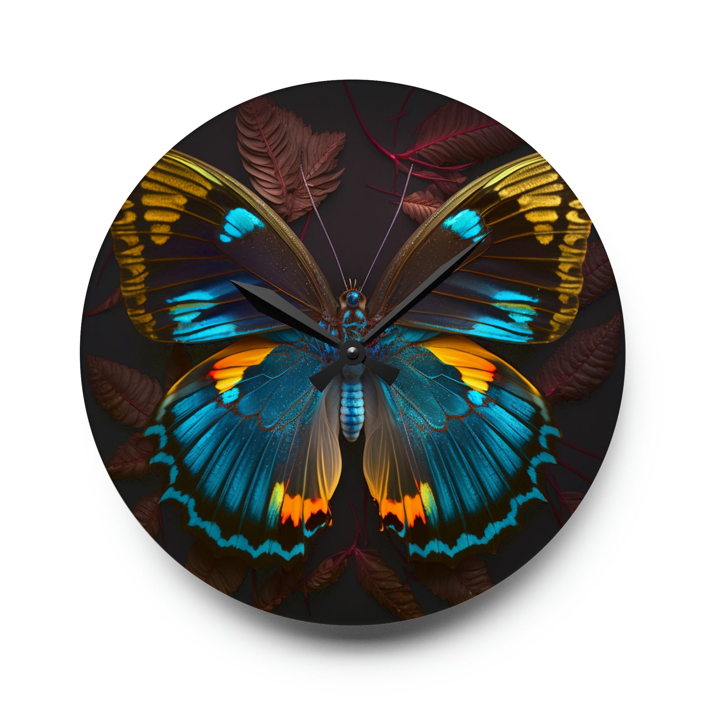 Acrylic Wall Clock Neon Butterfly Flair 1