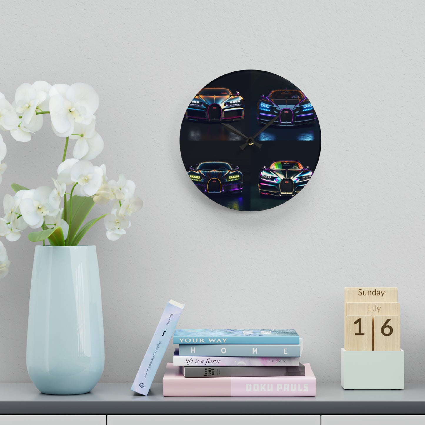 Acrylic Wall Clock Hyper Bugatti Chiron 5