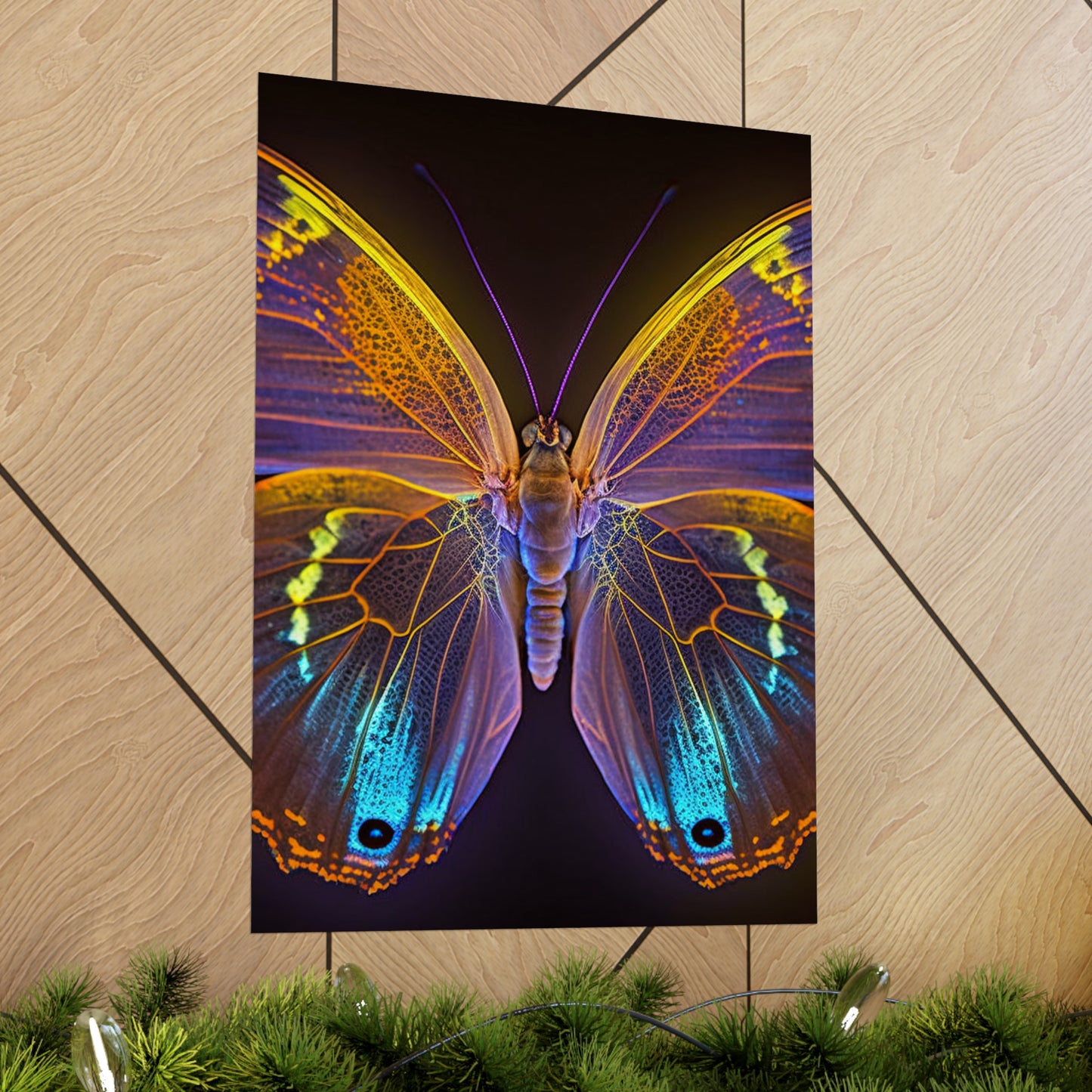 Premium Matte Vertical Posters Neon Butterfly Flair 2