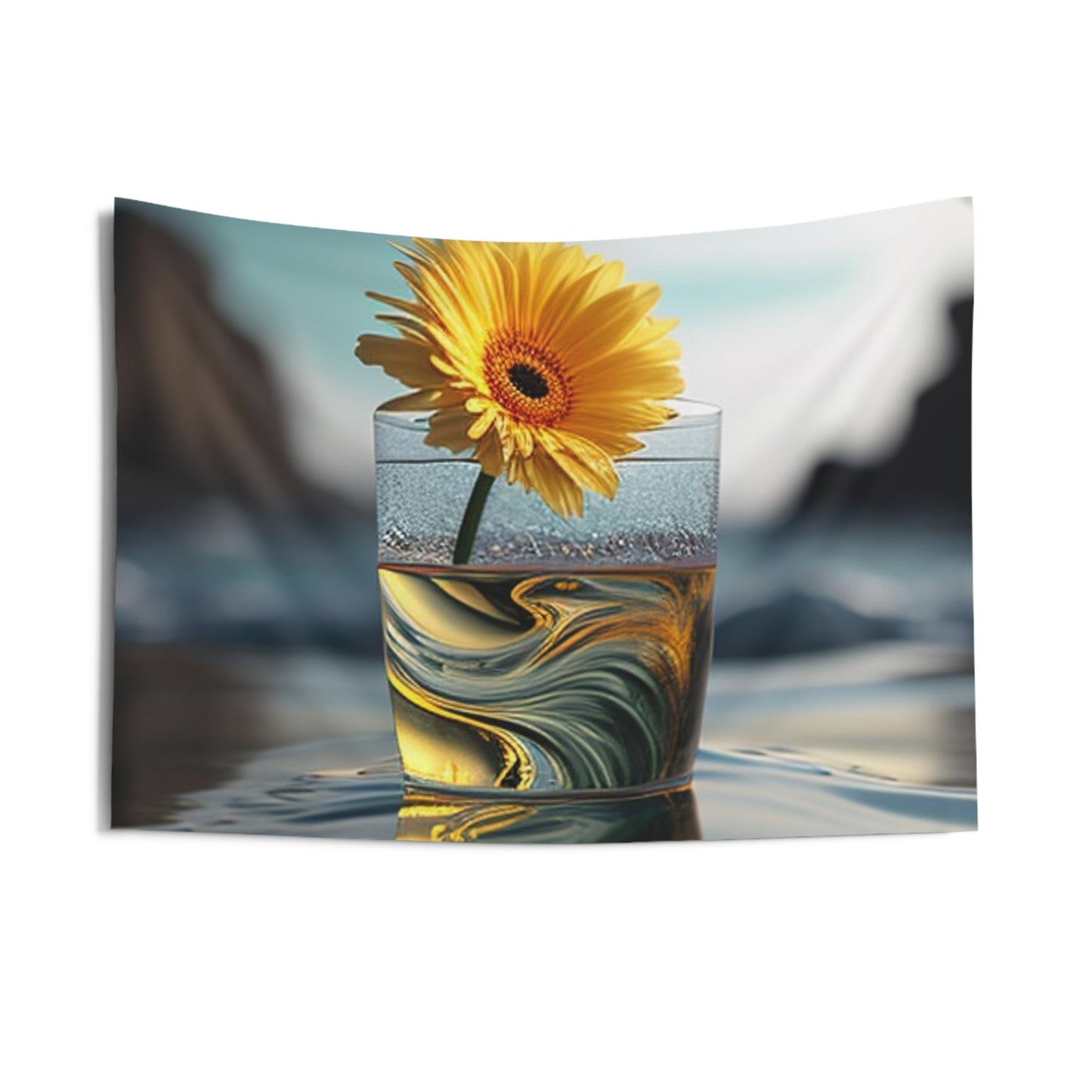 Indoor Wall Tapestries yello Gerbera glass 2