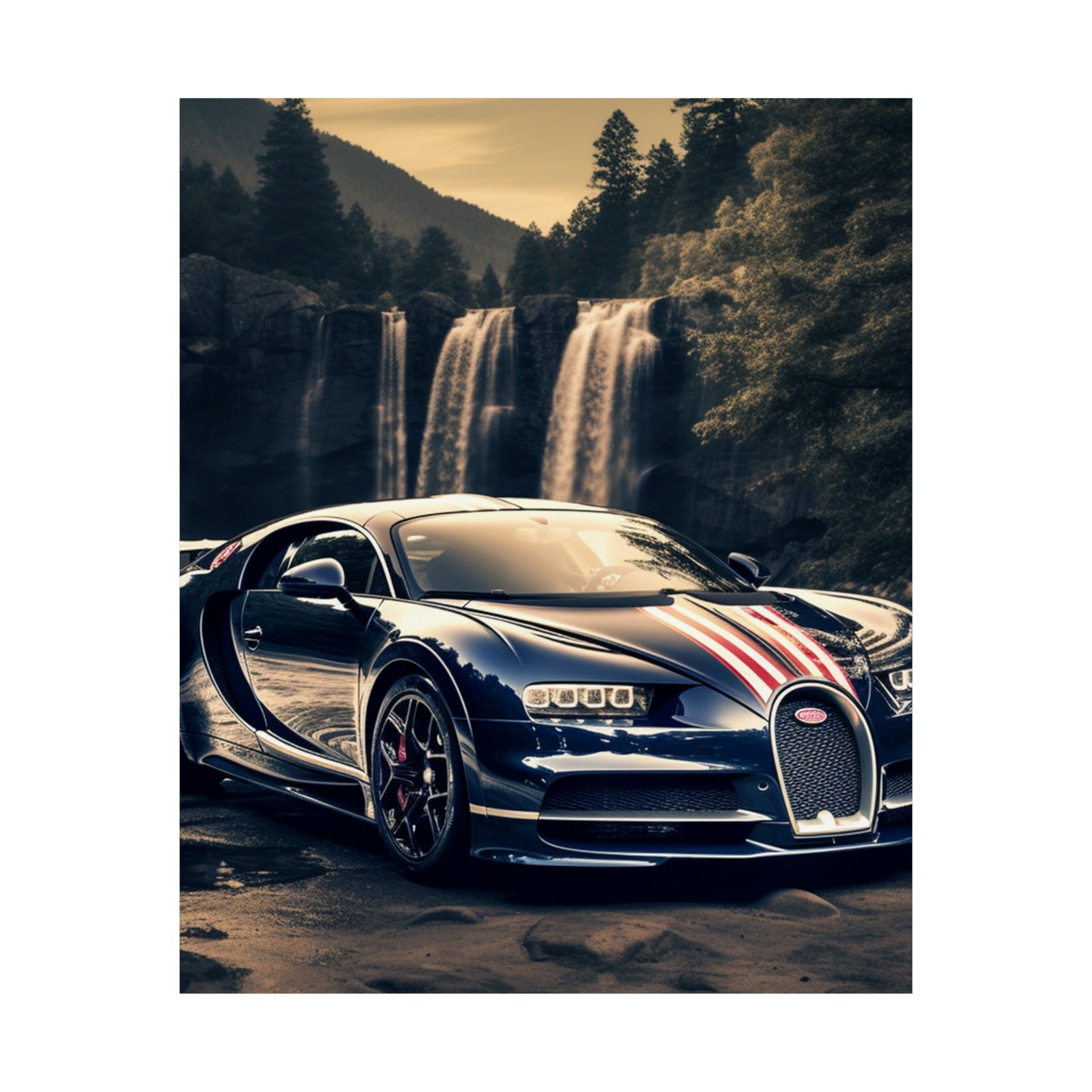 Premium Matte Vertical Posters Bugatti Waterfall 2