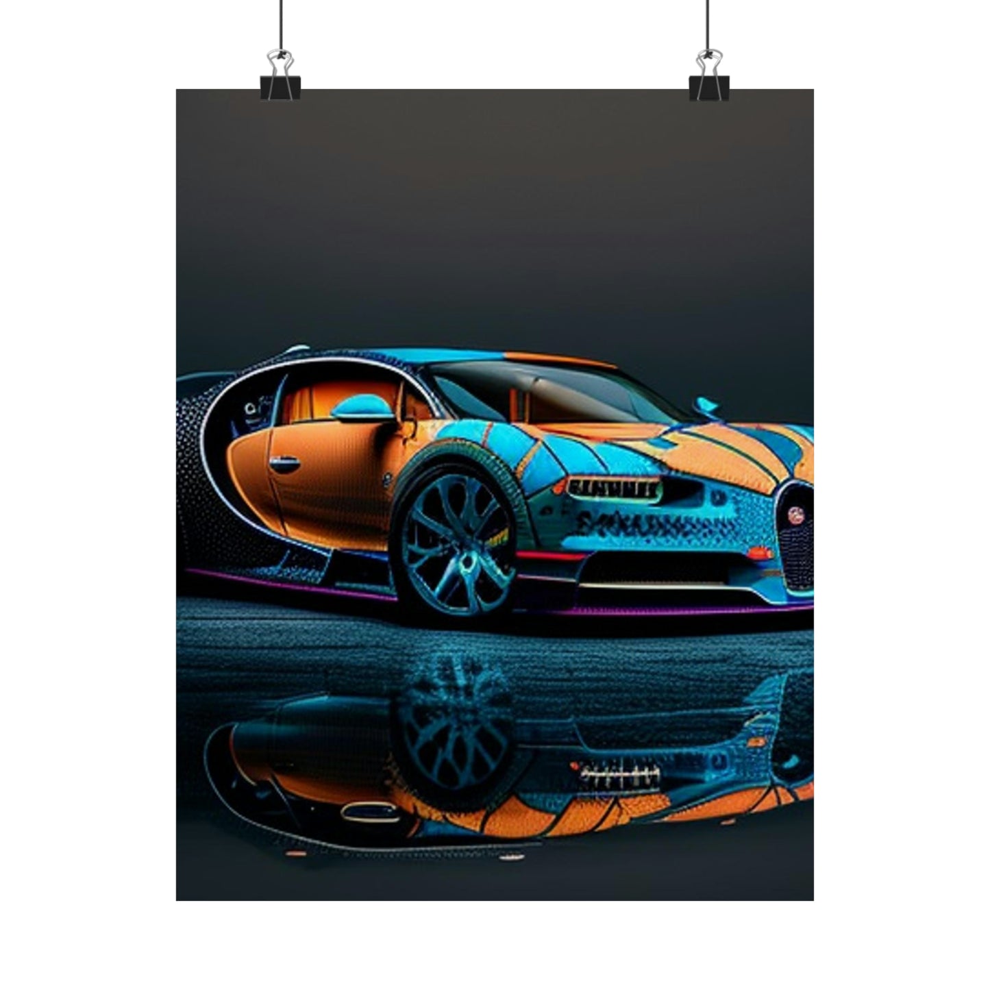 Premium Matte Vertical Posters Bugatti Blue 1