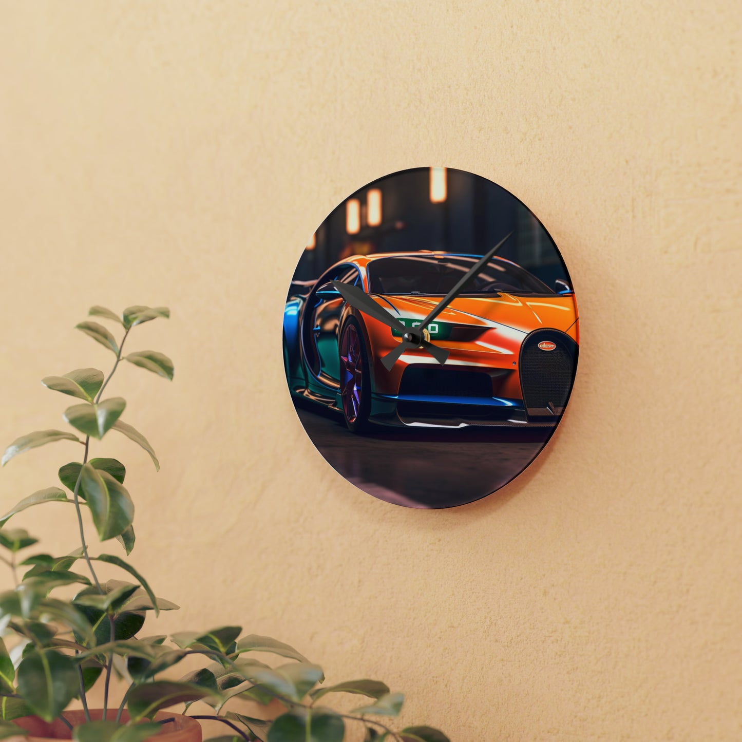 Acrylic Wall Clock Hyper Bugatti Neon Chiron 1