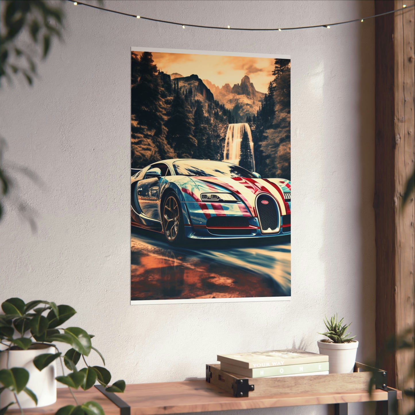 Premium Matte Vertical Posters Bugatti Waterfall 1