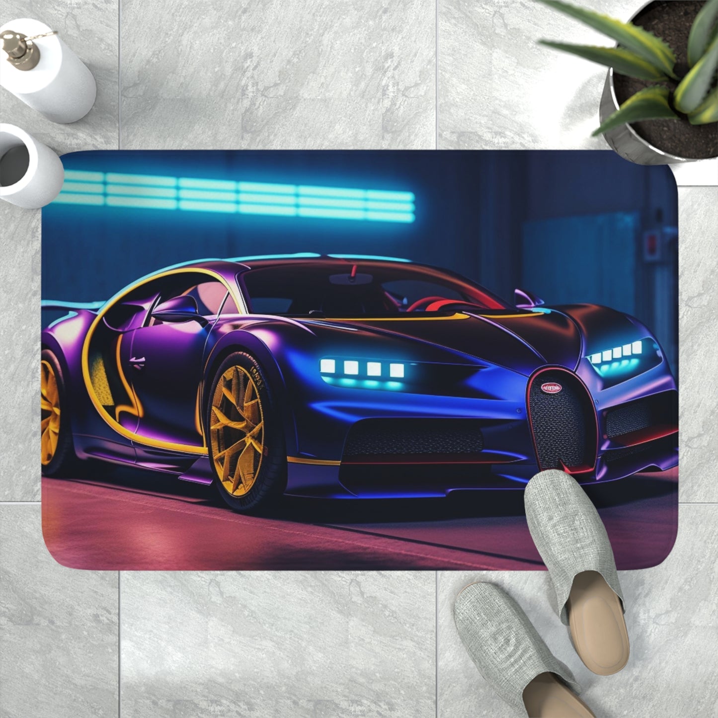 Memory Foam Bath Mat Hyper Bugatti Neon Chiron 4