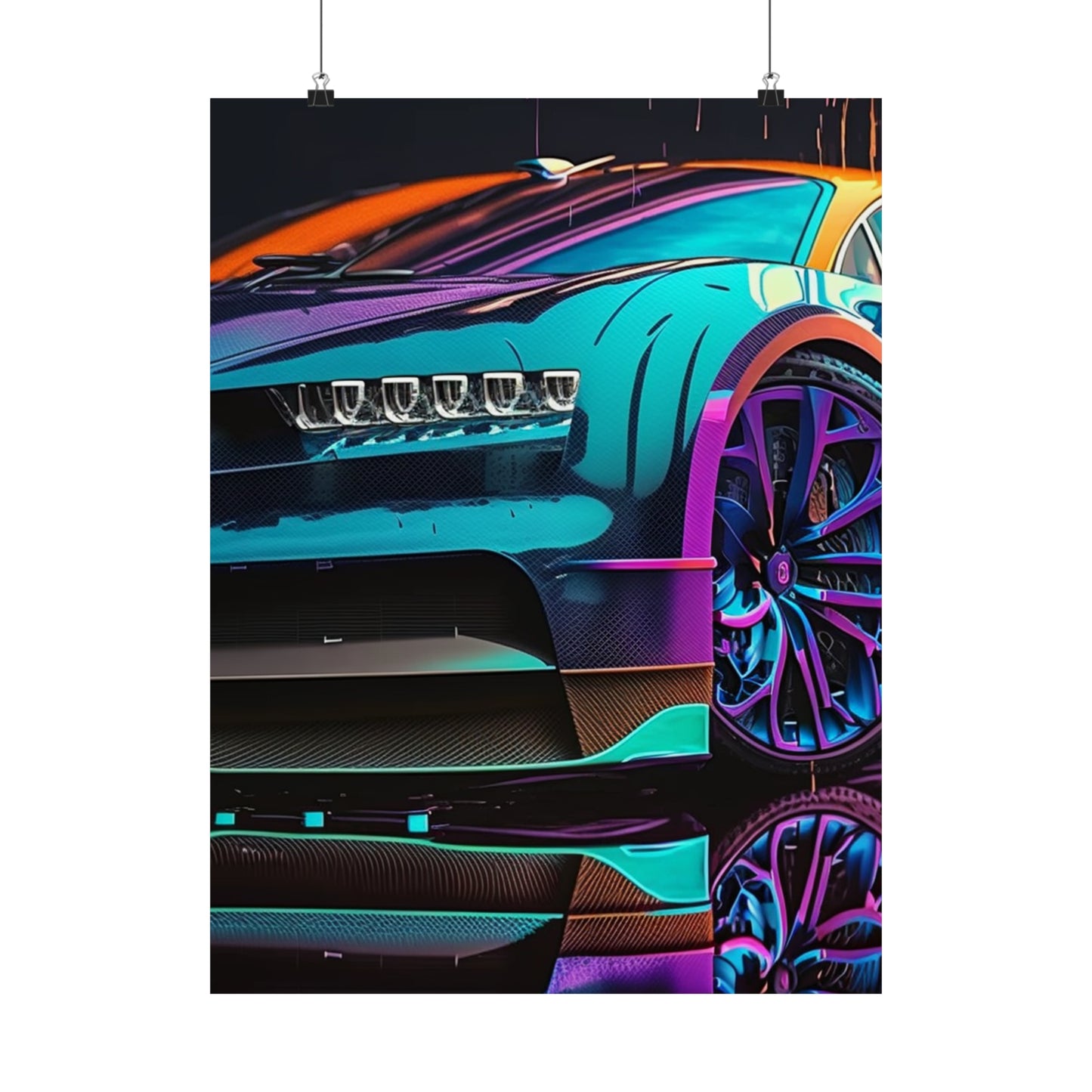 Premium Matte Vertical Posters Bugatti Neon Chiron 1