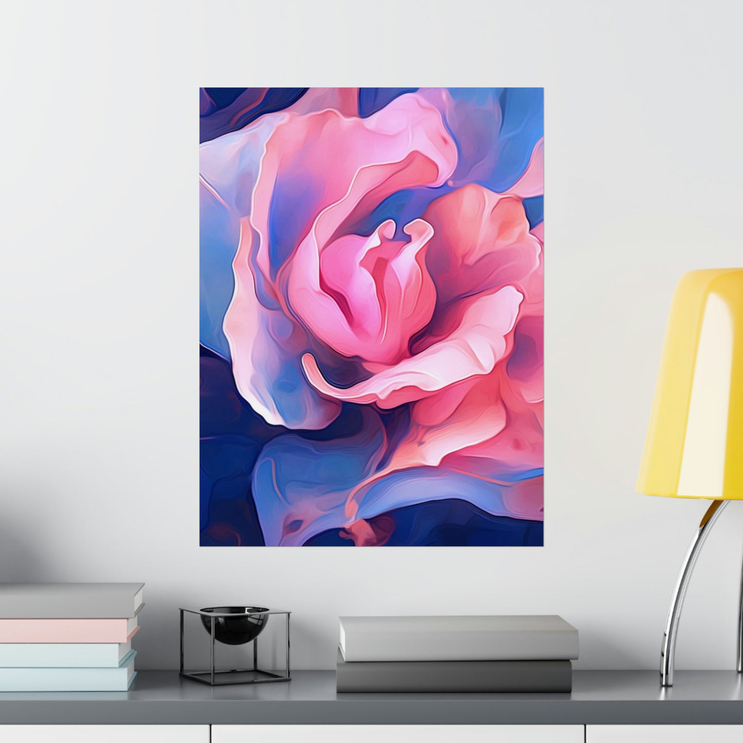 Premium Matte Vertical Posters Pink & Blue Tulip Rose 1