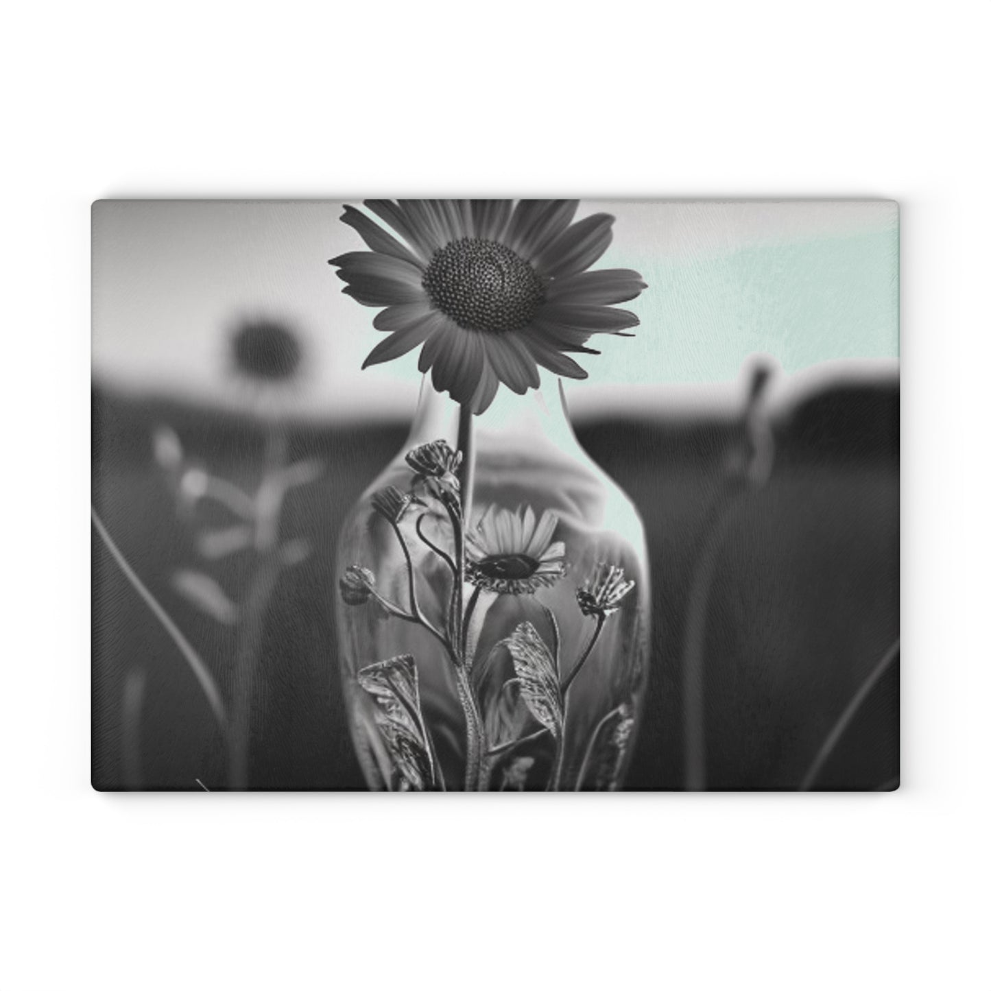 Glass Cutting Board Yellw Sunflower in a vase 2