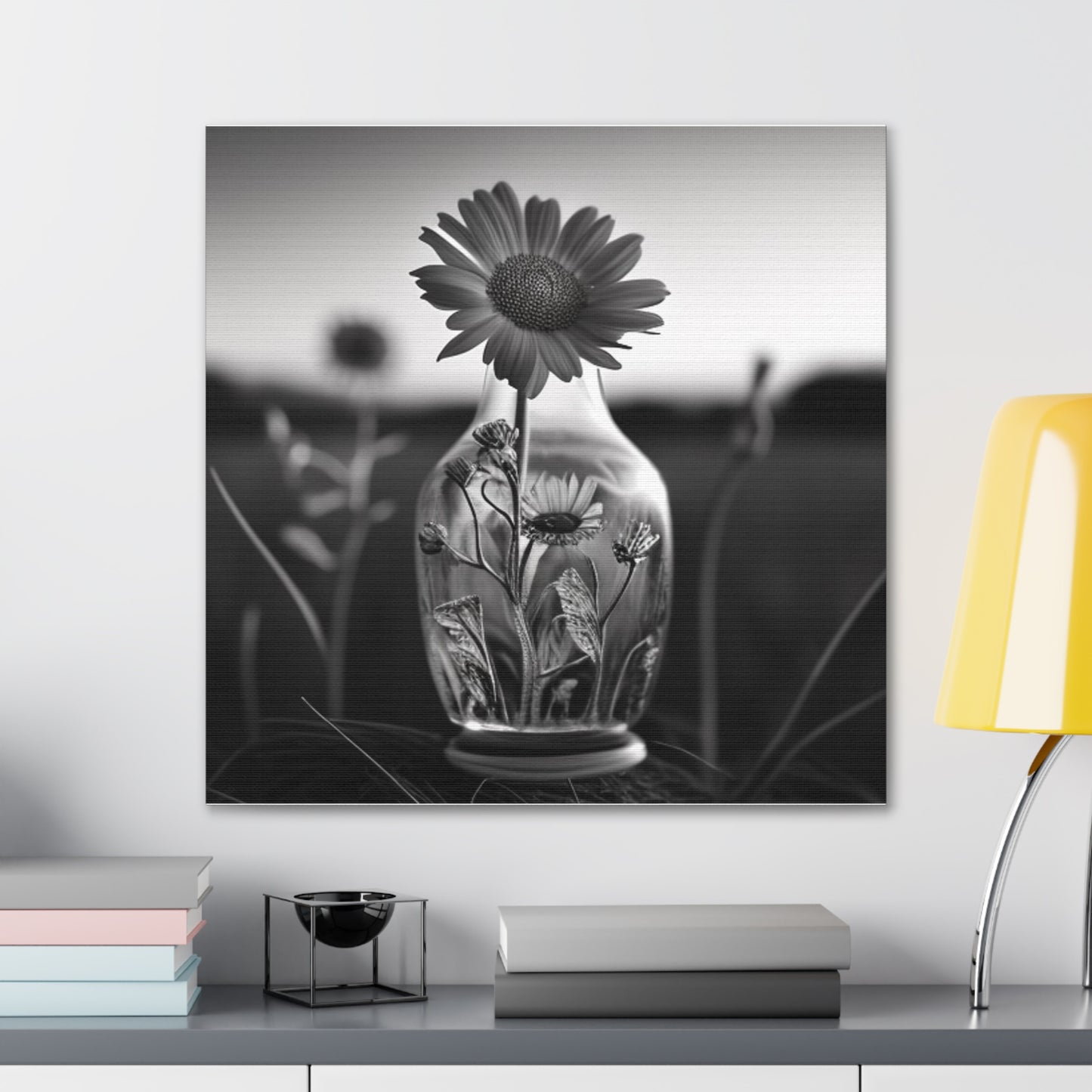 Canvas Gallery Wraps Yellw Sunflower in a vase 2