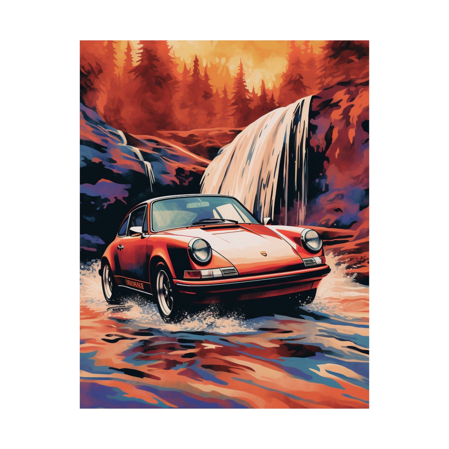 Premium Matte Vertical Posters American Flag Porsche Abstract 4