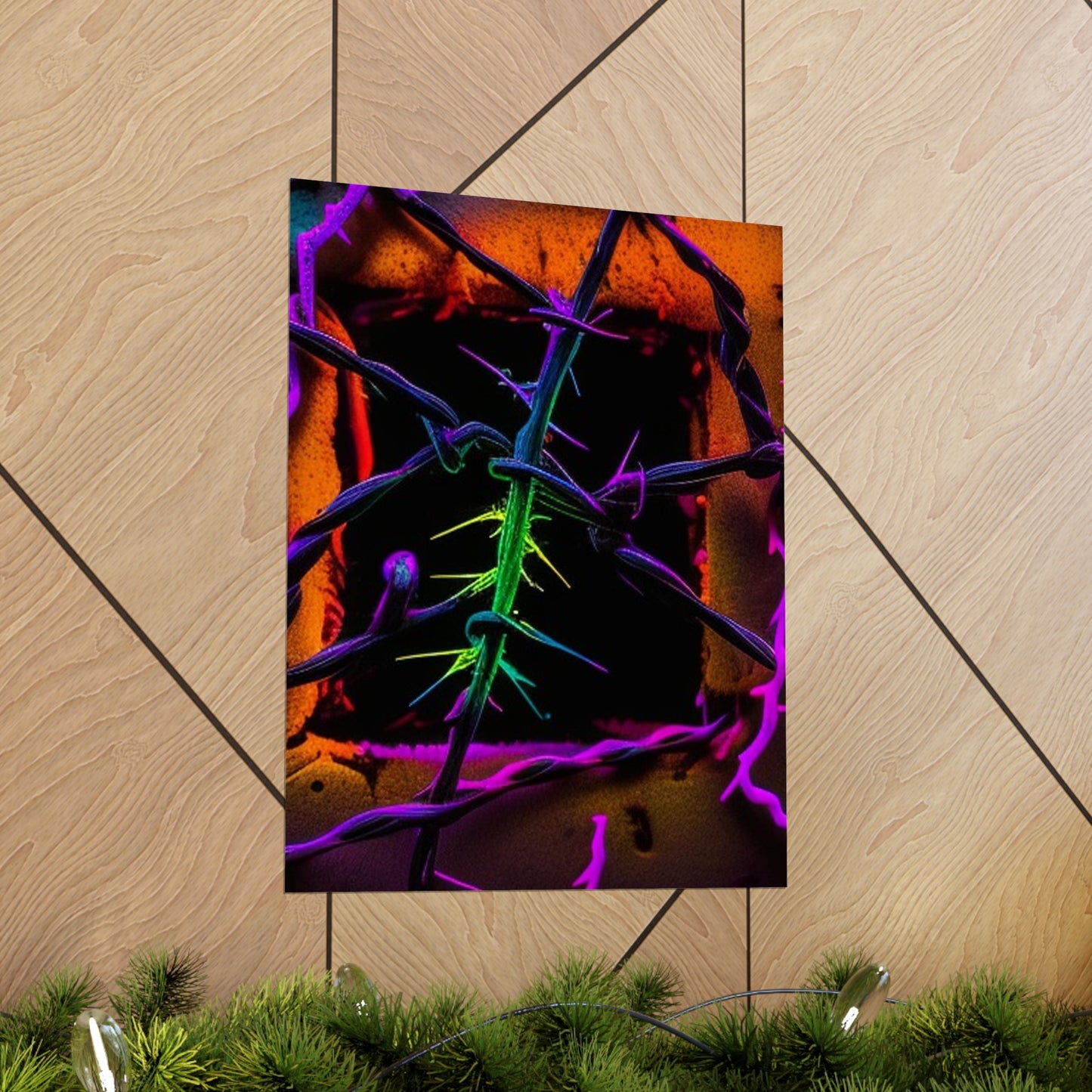 Premium Matte Vertical Posters Macro Neon Barbs 1